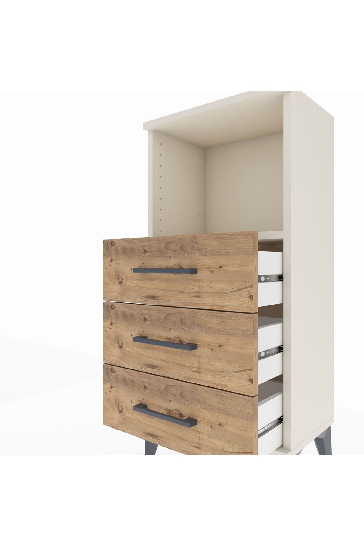 Arges Komodin Tek Raflı 3 Çekmeceli 44x30x96 - S09M005V3A