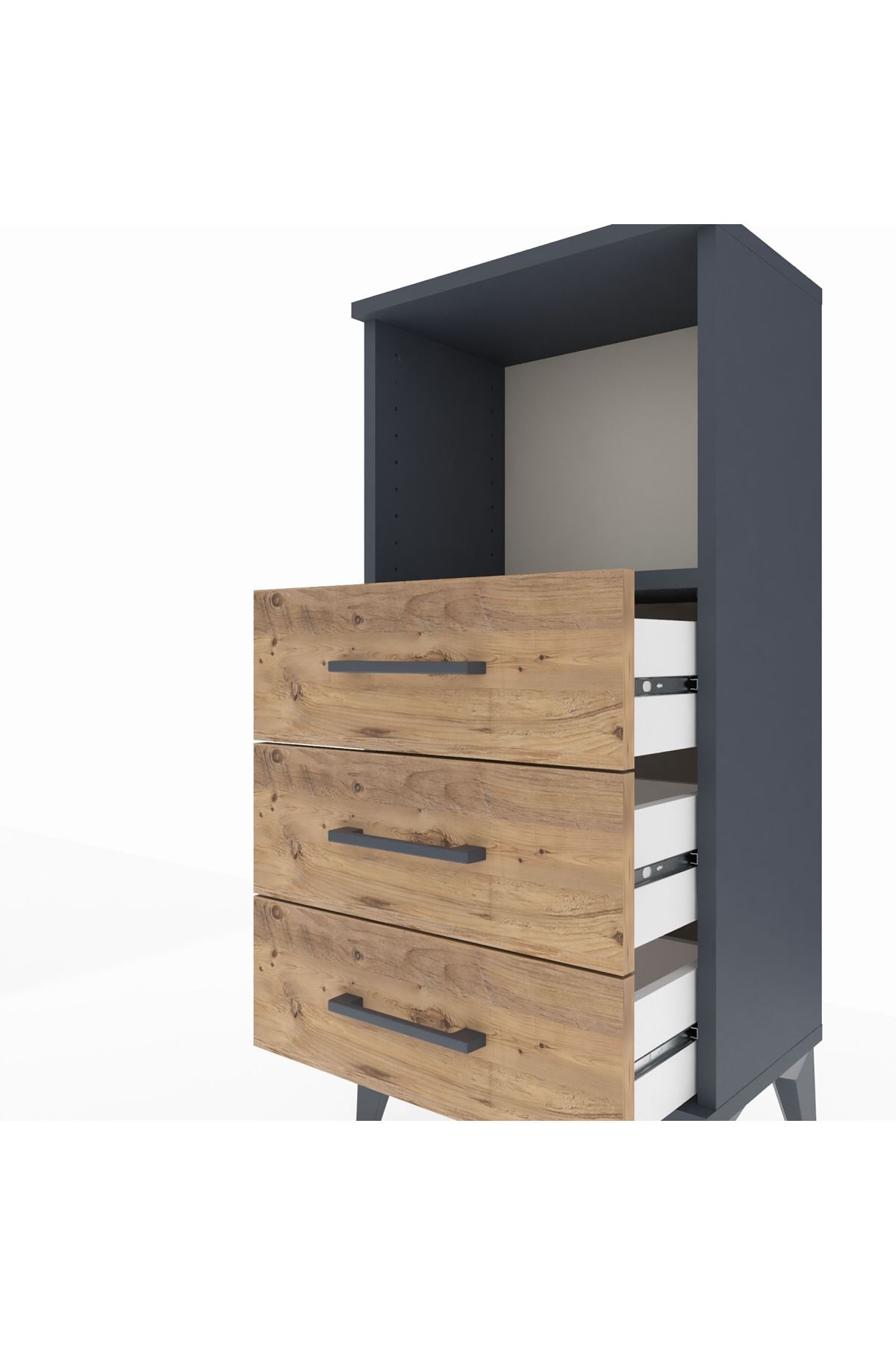 Arges Komodin Tek Raflı 3 Çekmeceli 44x30x96 - S09M005V6A