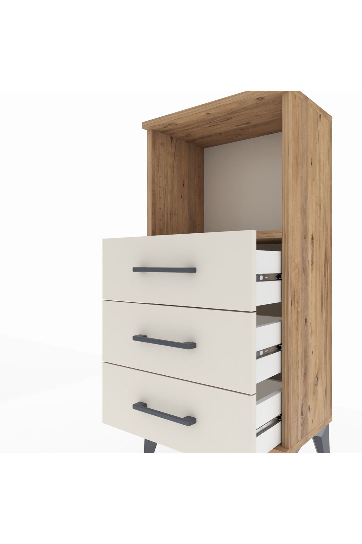 Arges Komodin Tek Raflı 3 Çekmeceli 44x30x96 - S09M005V7A
