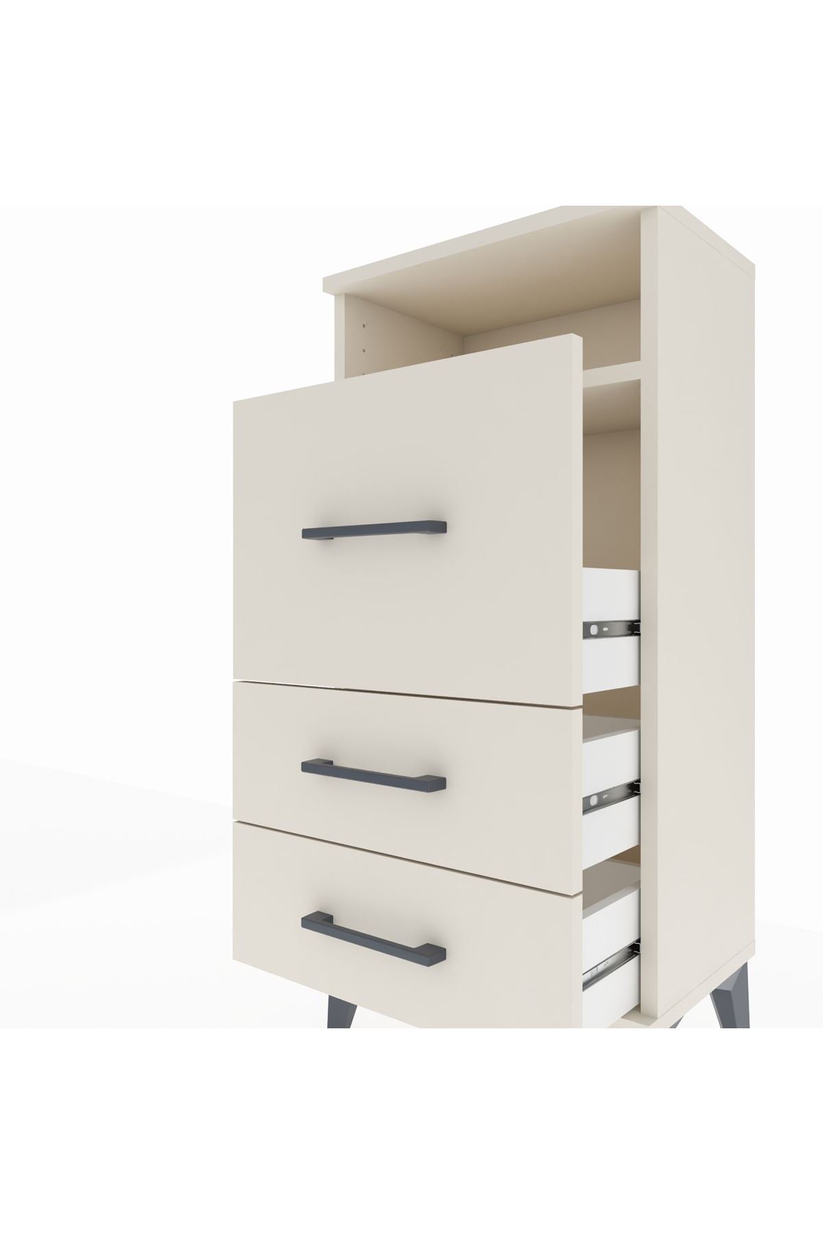 Arges Komodin Tek Raflı 3 Çekmeceli 44x30x96 - S09M009V1A