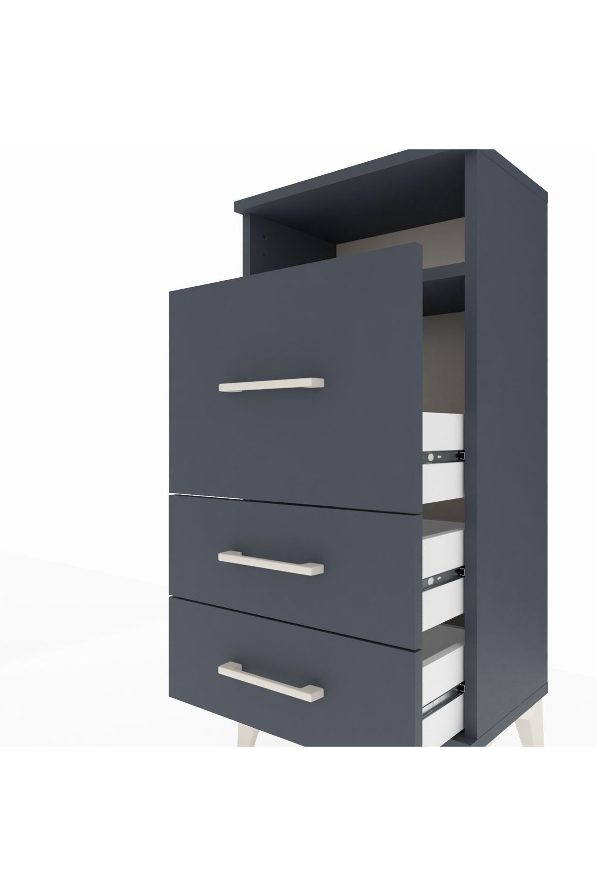 Arges Komodin Tek Raflı 3 Çekmeceli 44x30x96 - S09M009V5A