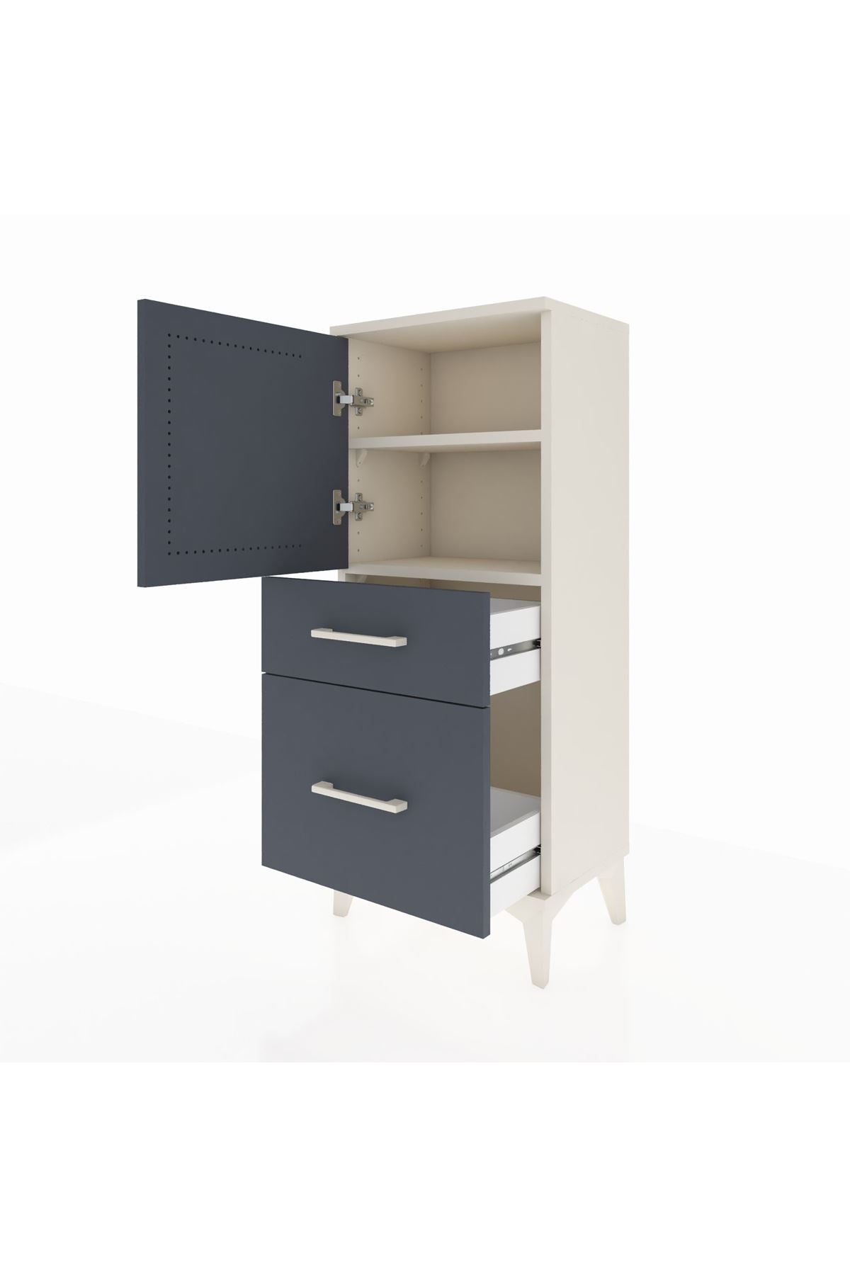 Arges Komodin 2 Raflı 2 Çekmeceli Tek Kapaklı 44x30x106 - S10M012V2A
