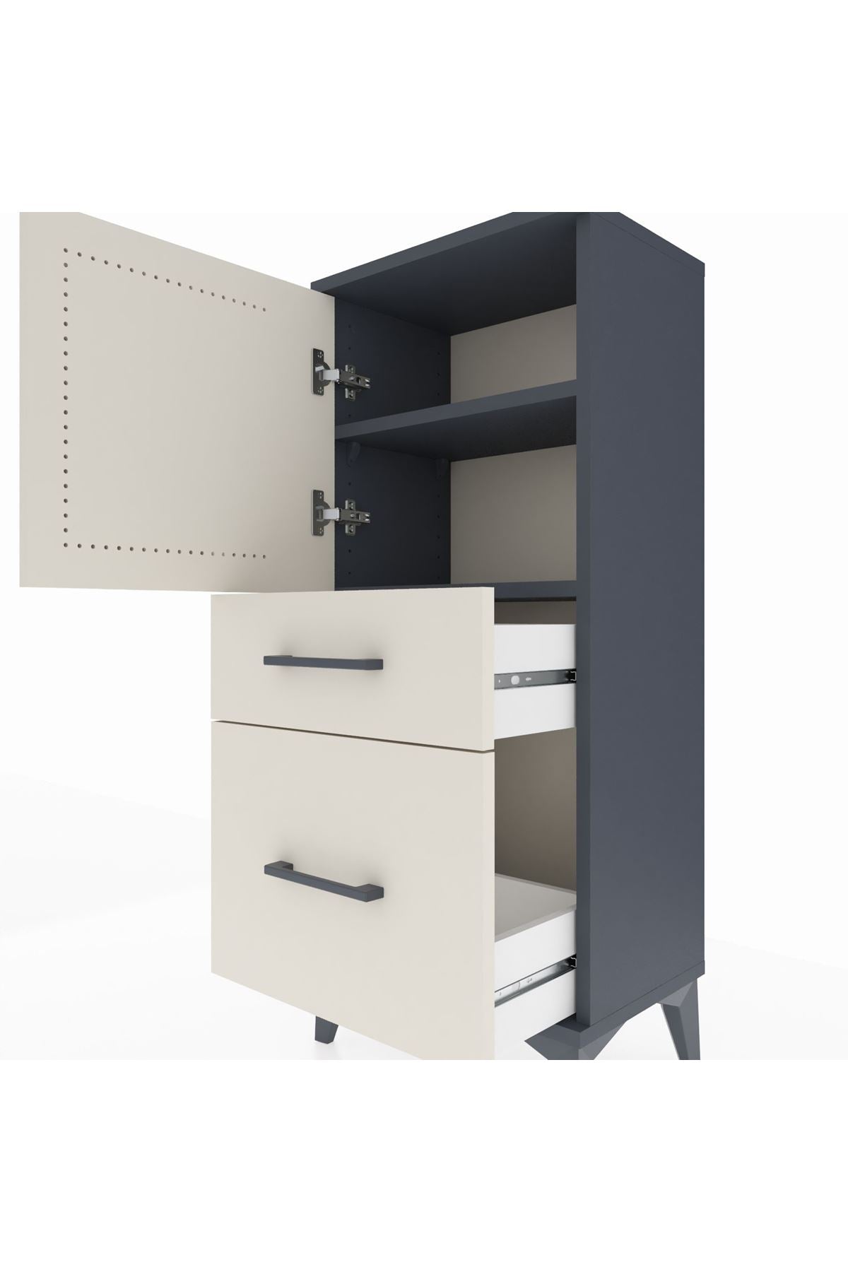 Arges Komodin 2 Raflı 2 Çekmeceli Tek Kapaklı 44x30x106 - S10M012V4A