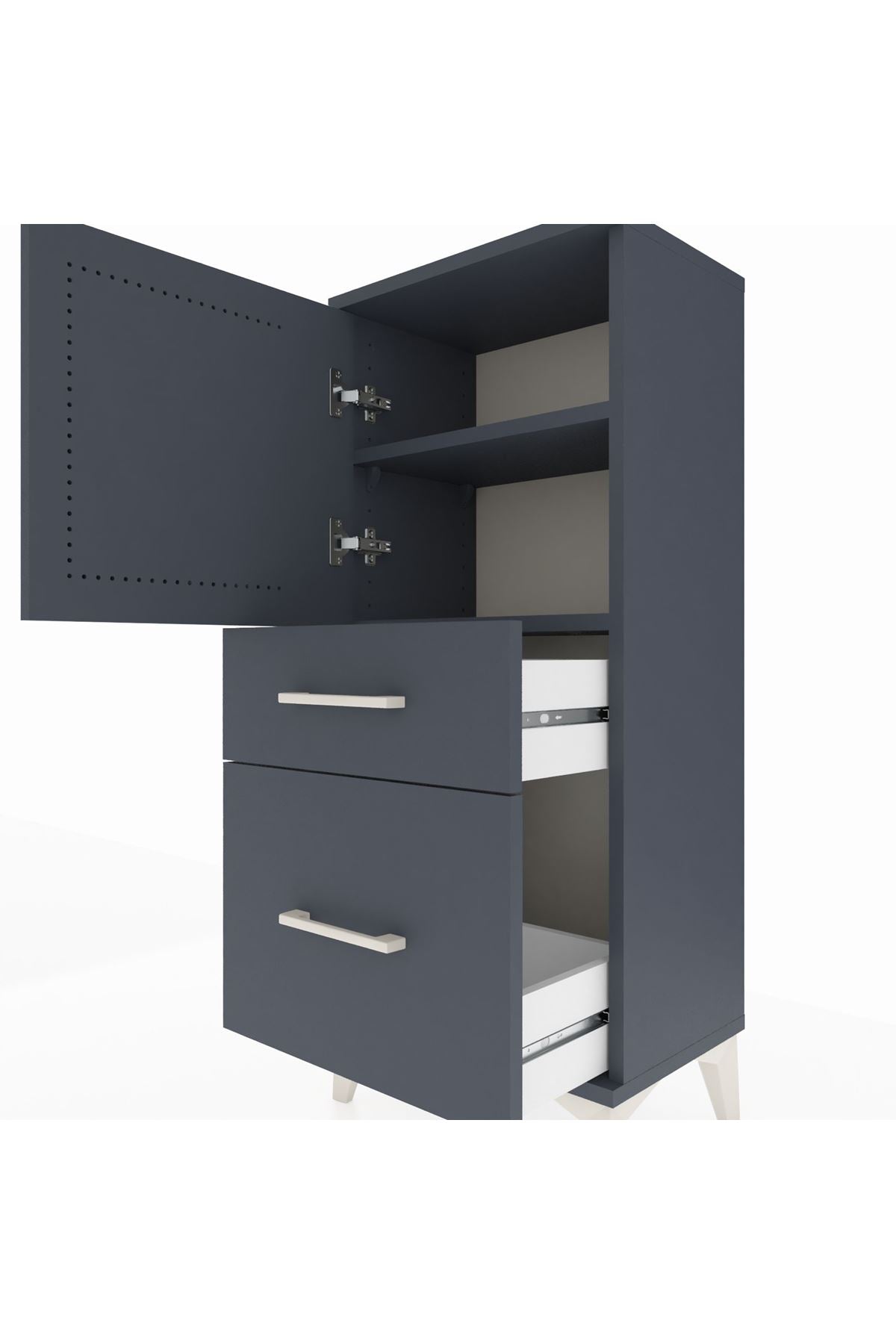 Arges Komodin 2 Raflı 2 Çekmeceli Tek Kapaklı 44x30x106 - S10M012V5A