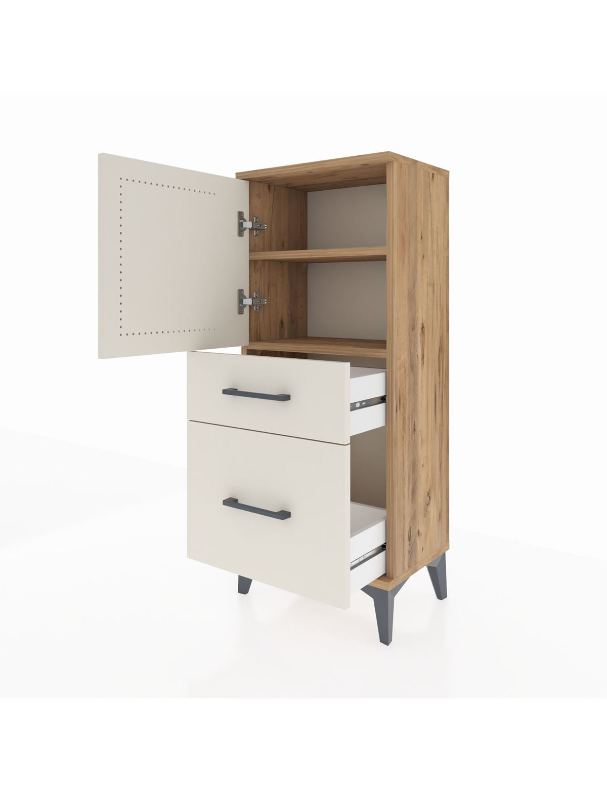Arges Komodin 2 Raflı 2 Çekmeceli Tek Kapaklı 44x30x106 - S10M012V7A