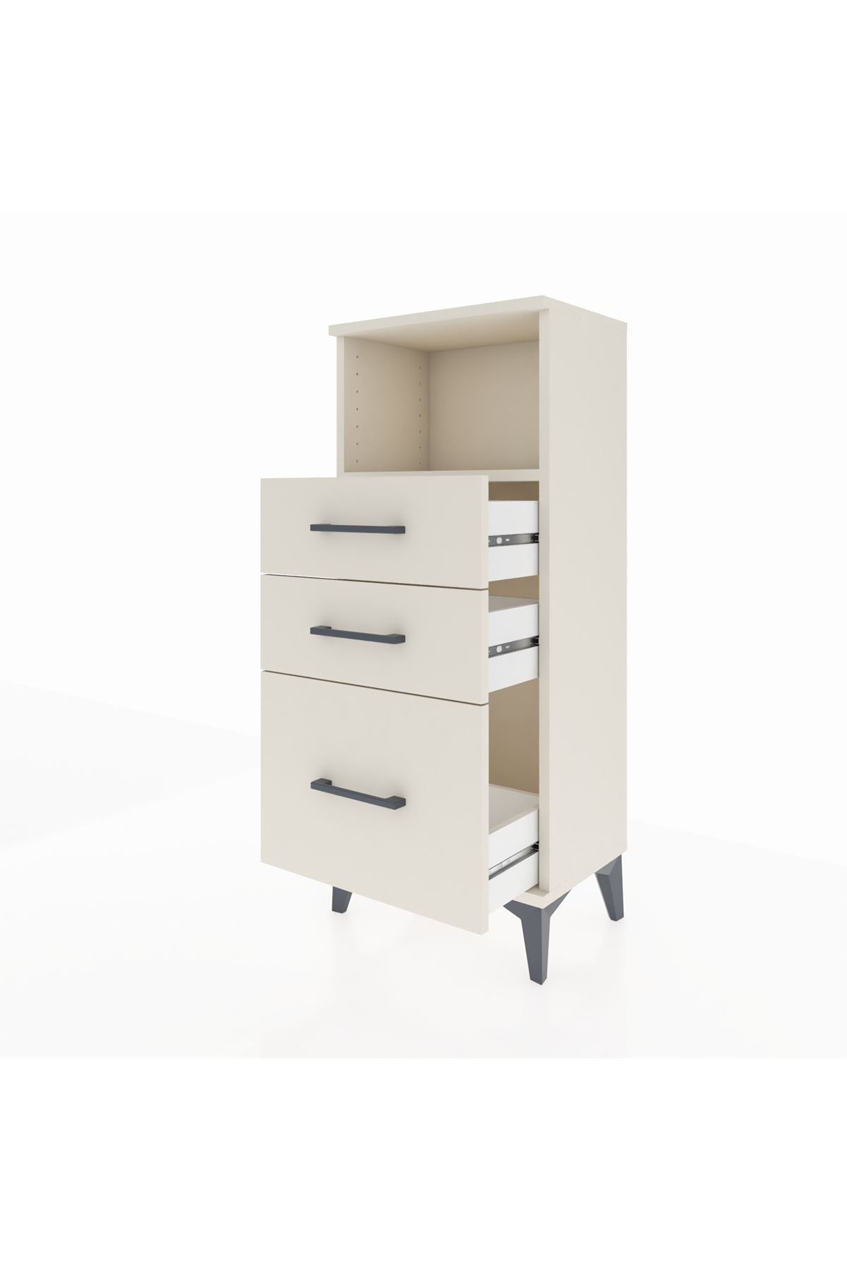 Arges Komodin Tek Raflı 3 Çekmeceli 44x30x106 - S10M014V1A