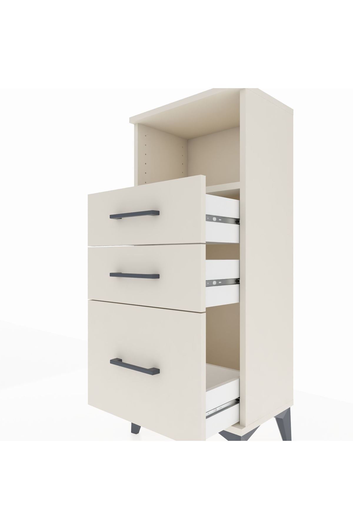 Arges Komodin Tek Raflı 3 Çekmeceli 44x30x106 - S10M014V1A