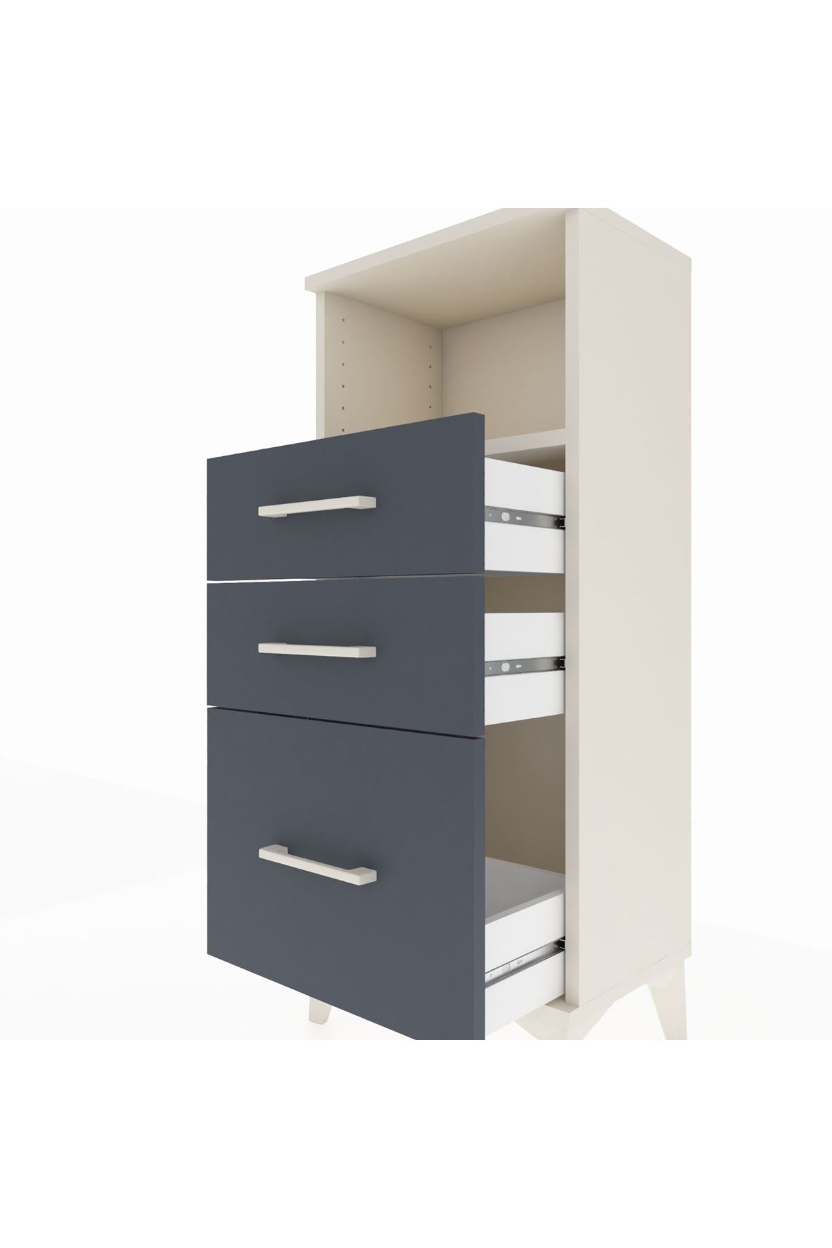 Arges Komodin Tek Raflı 3 Çekmeceli 44x30x106 - S10M014V2A