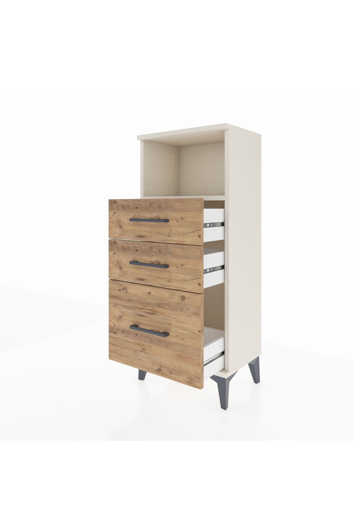 Arges Komodin Tek Raflı 3 Çekmeceli 44x30x106 - S10M014V3A