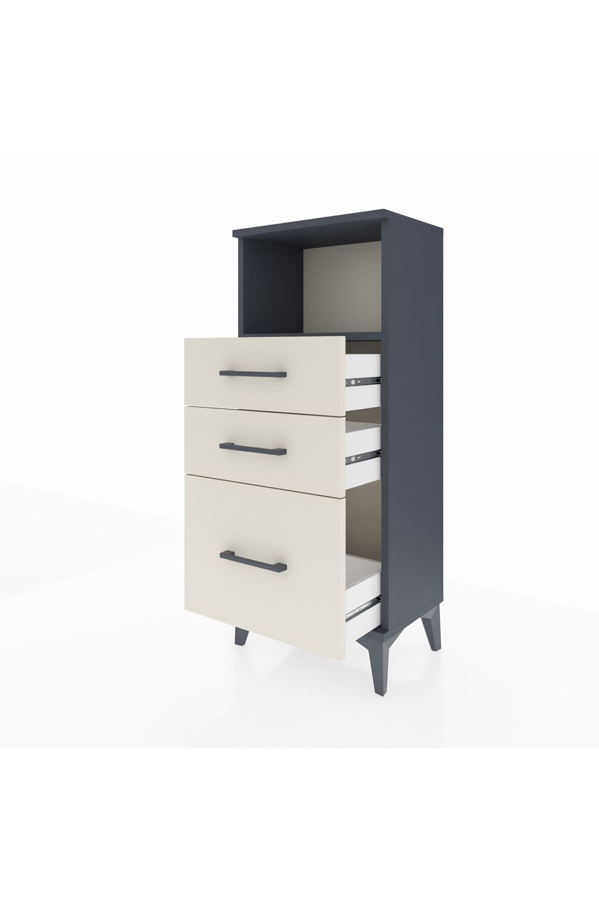 Arges Komodin Tek Raflı 3 Çekmeceli 44x30x106 - S10M014V4A