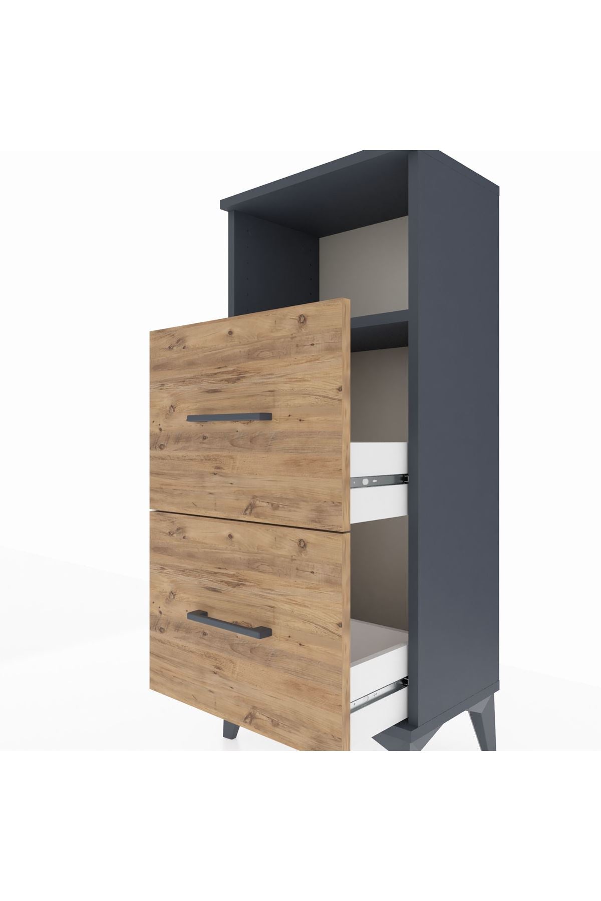 Arges Komodin Tek Raflı 2 Çekmeceli 44x30x106 - S10M015V6A
