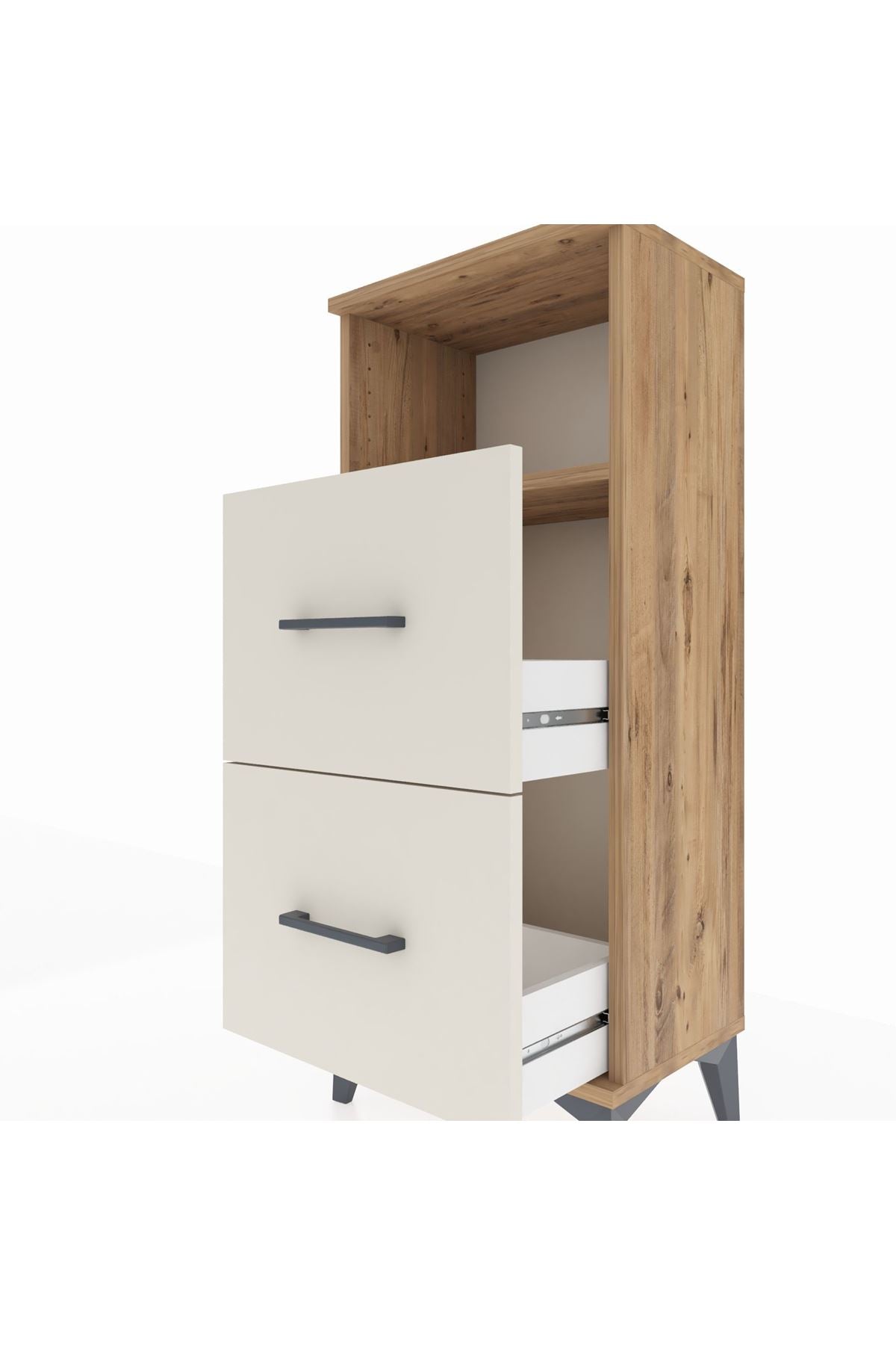 Arges Komodin Tek Raflı 2 Çekmeceli 44x30x106 - S10M015V7A