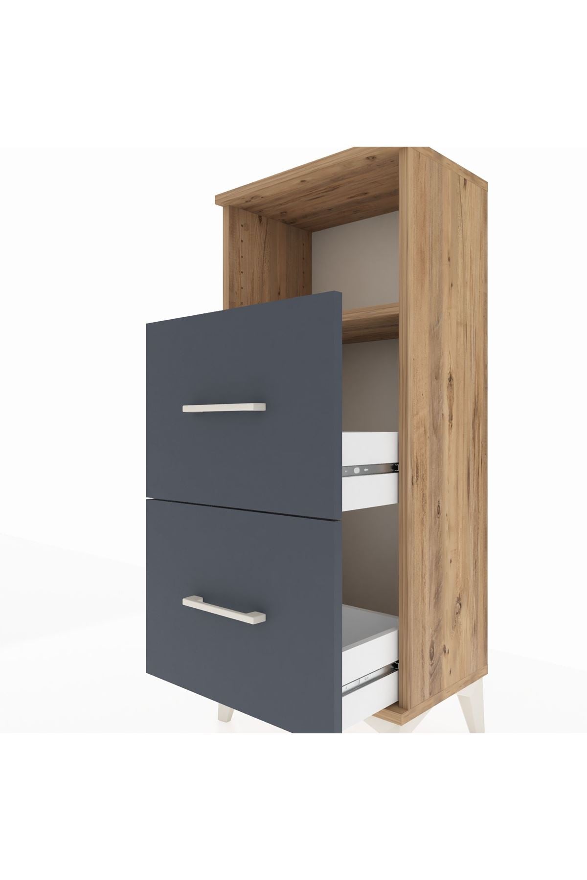 Arges Komodin Tek Raflı 2 Çekmeceli 44x30x106 - S10M015V8A