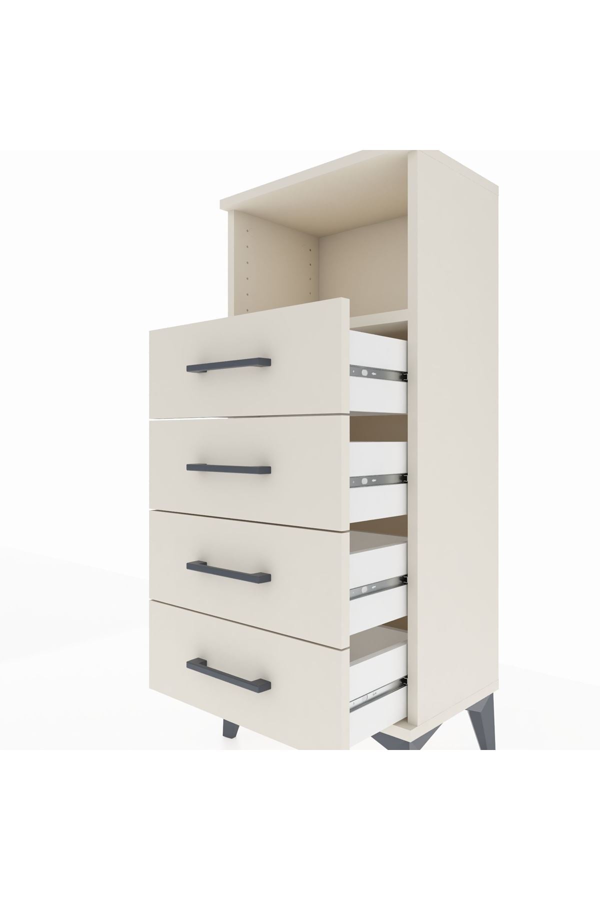 Arges Komodin Tek Raflı 4 Çekmeceli 44x30x106 - S10M018V1A