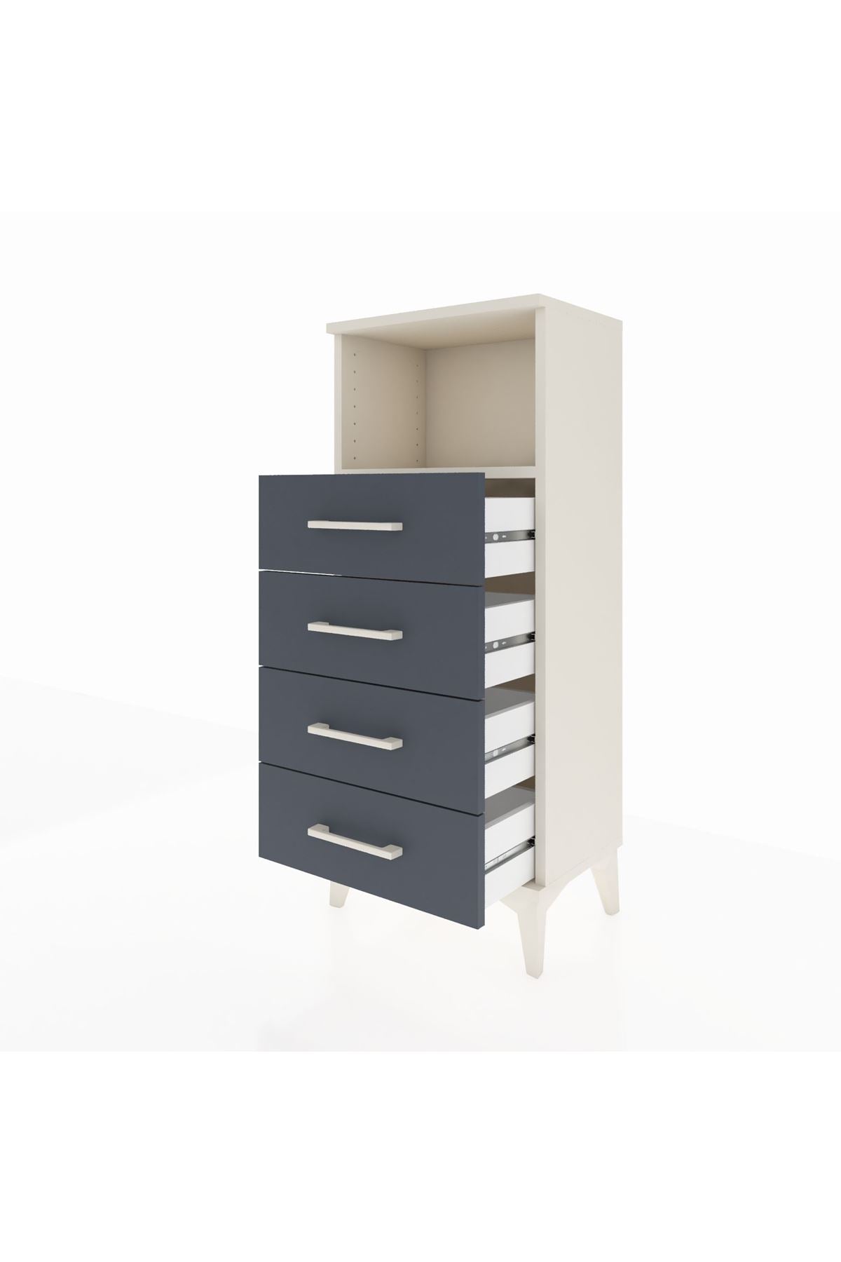 Arges Komodin Tek Raflı 4 Çekmeceli 44x30x106 - S10M018V2A