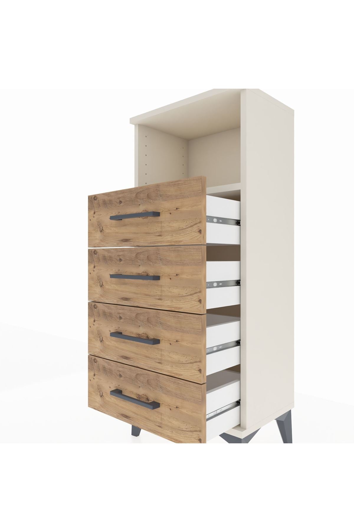 Arges Komodin Tek Raflı 4 Çekmeceli 44x30x106 - S10M018V3A
