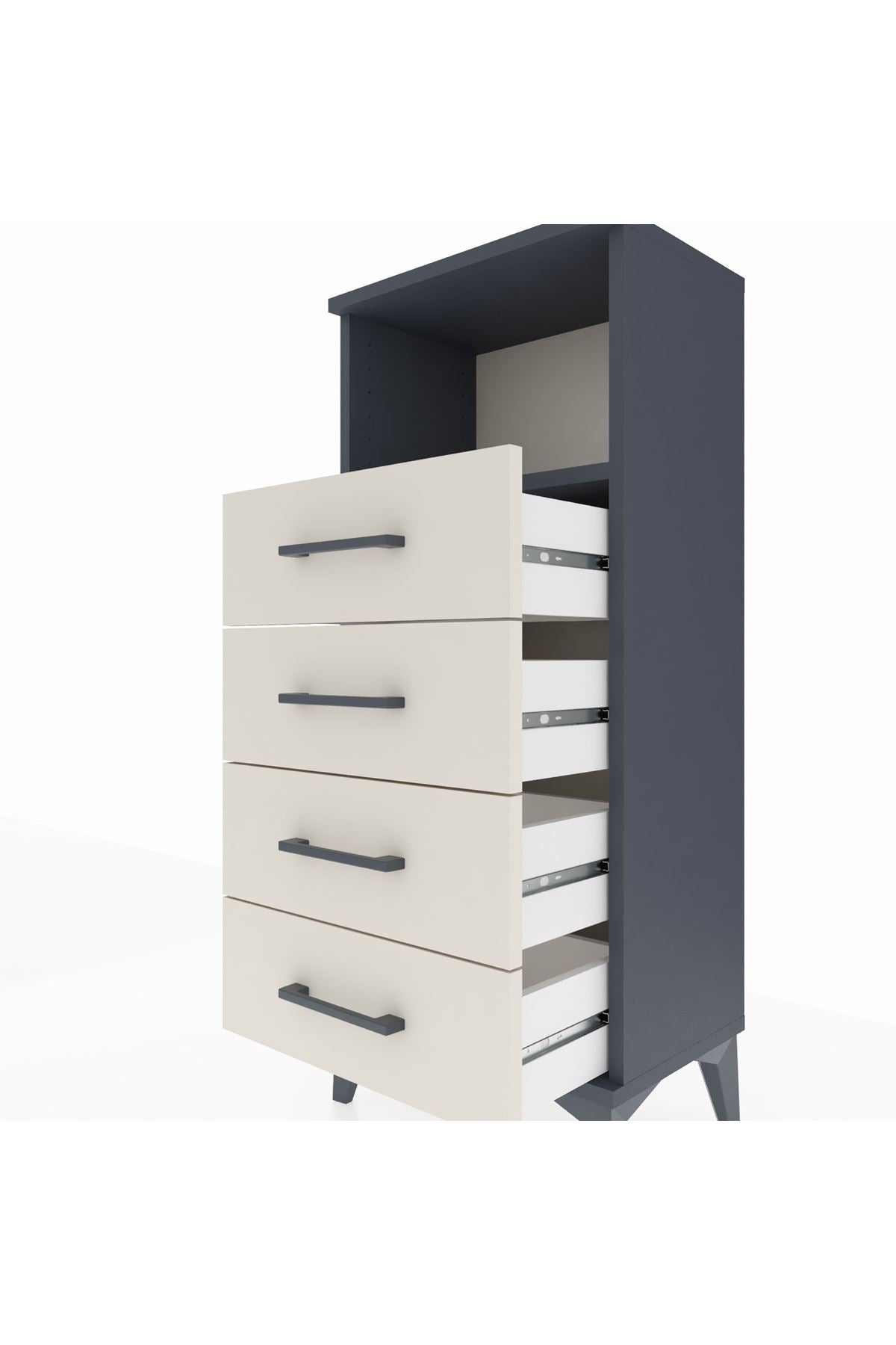 Arges Komodin Tek Raflı 4 Çekmeceli 44x30x106 - S10M018V4A