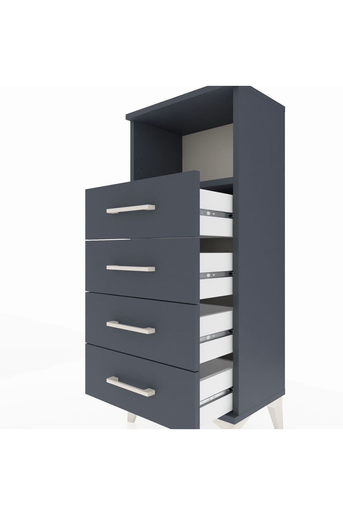 Arges Komodin Tek Raflı 4 Çekmeceli 44x30x106 - S10M018V5A