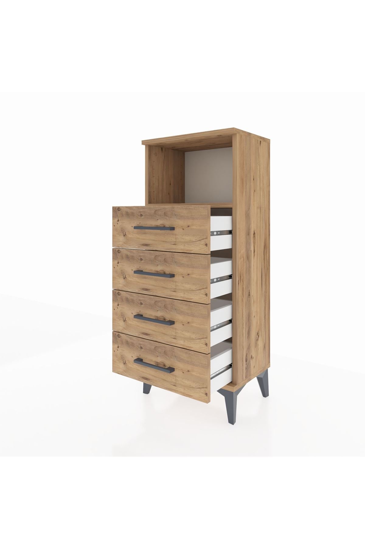 Arges Komodin Tek Raflı 4 Çekmeceli 44x30x106 - S10M018V9A