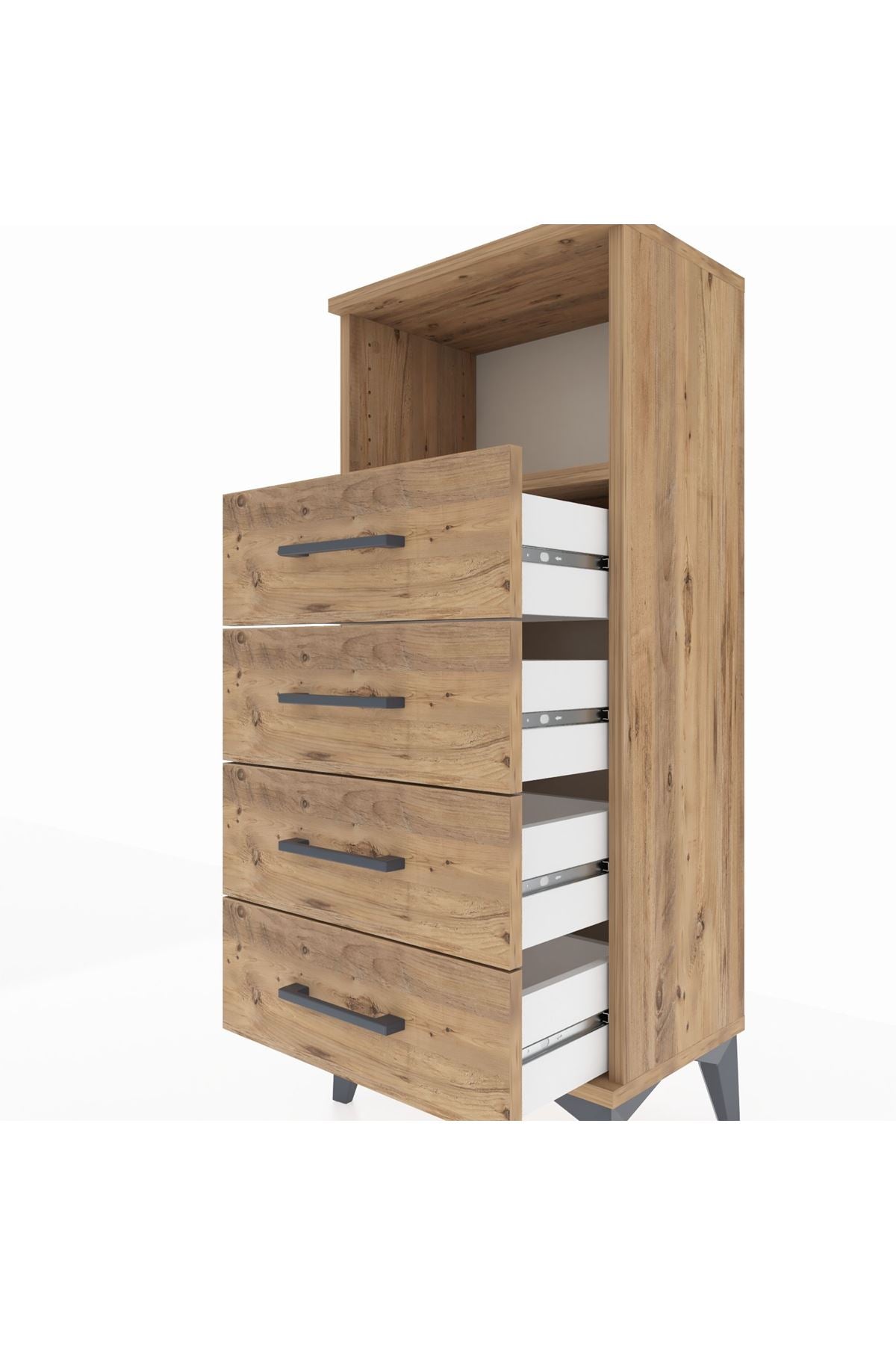 Arges Komodin Tek Raflı 4 Çekmeceli 44x30x106 - S10M018V9A