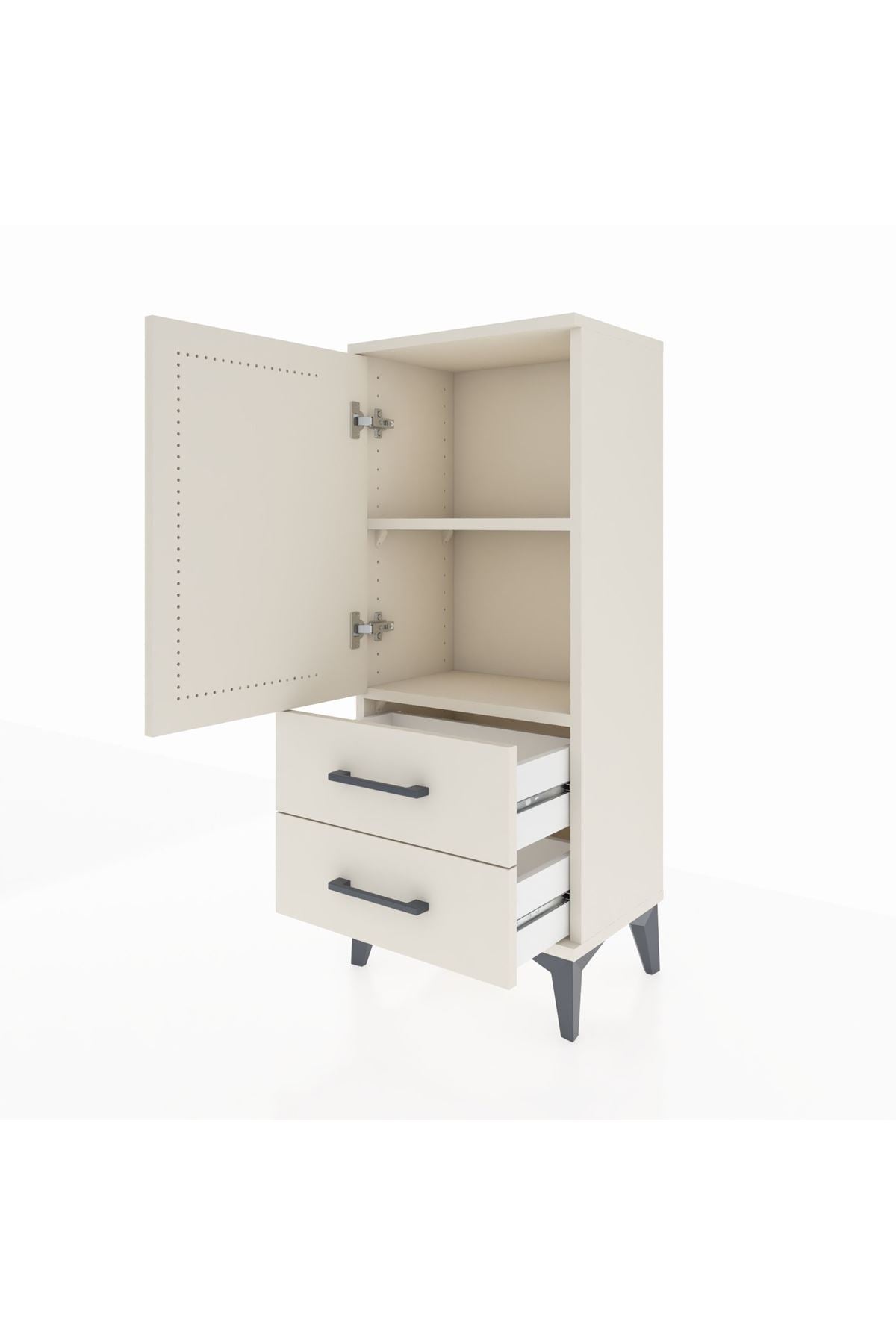Arges Komodin 2 Raflı 2 Çekmeceli Tek Kapaklı 44x30x106 - S10M007V1A