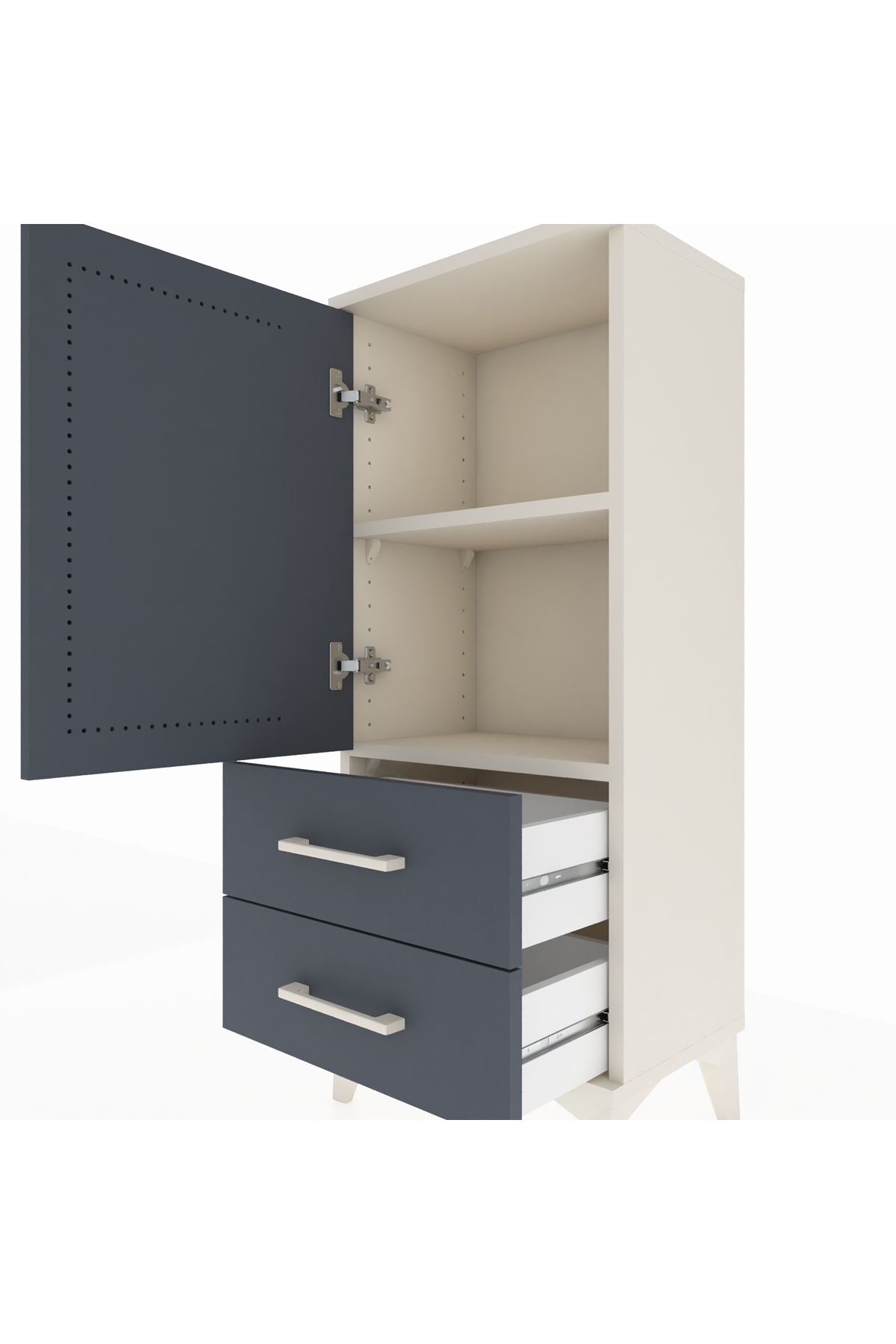 Arges Komodin 2 Raflı 2 Çekmeceli Tek Kapaklı 44x30x106 - S10M007V2A
