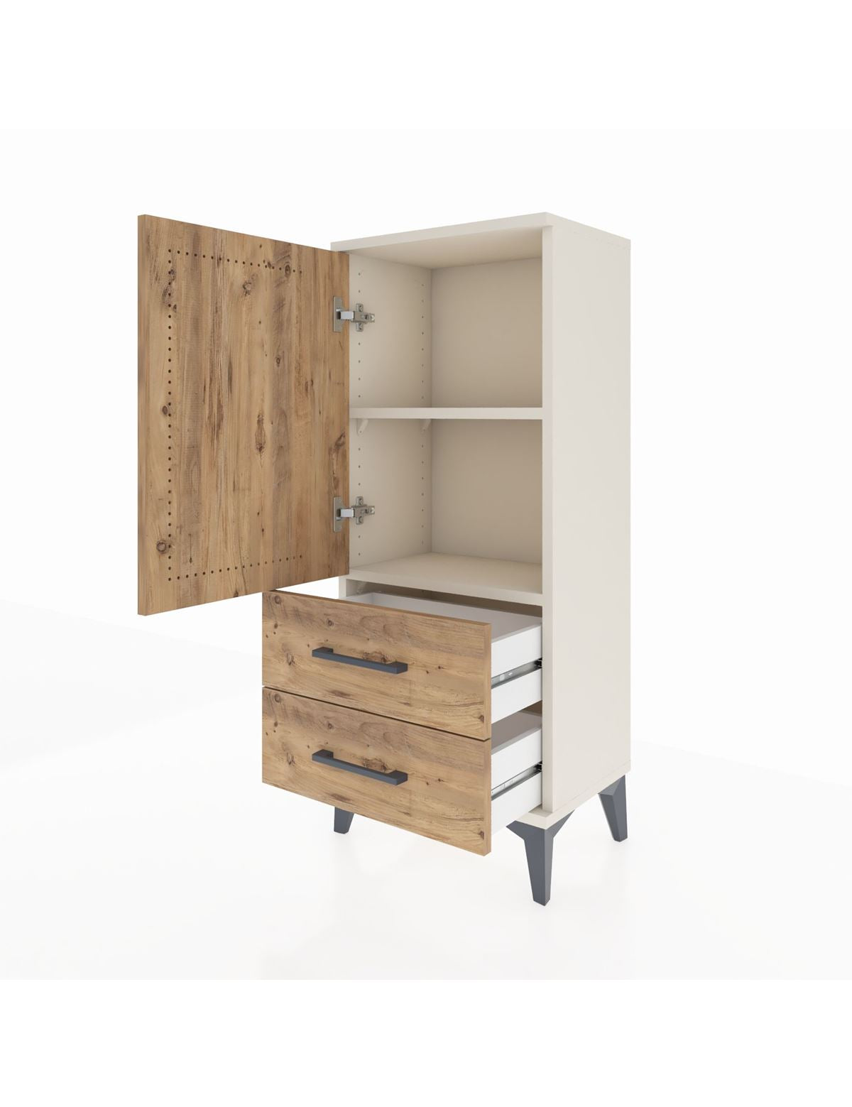Arges Komodin 2 Raflı 2 Çekmeceli Tek Kapaklı 44x30x106 - S10M007V3A