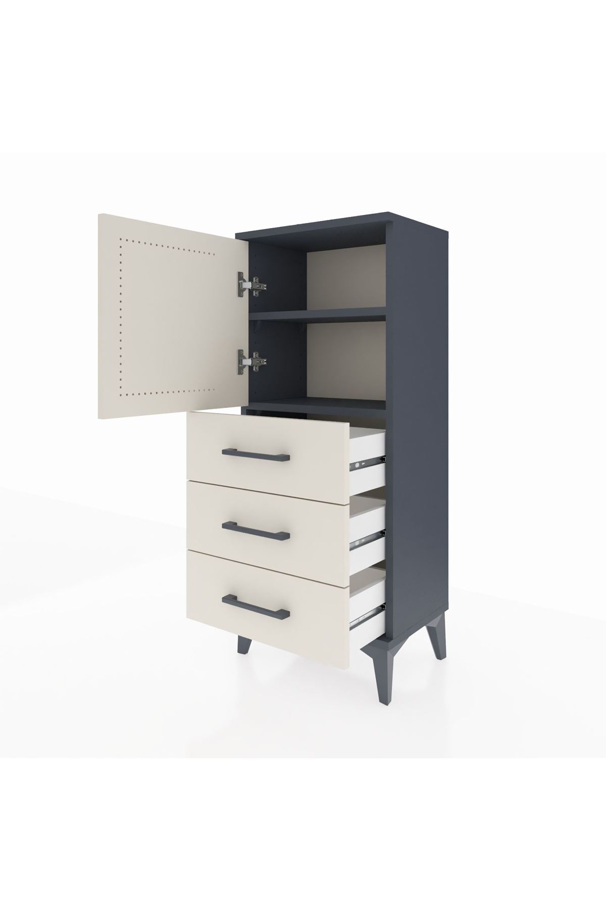 Arges Komodin 2 Raflı 3 Çekmeceli Tek Kapaklı 44x30x106 - S10M008V4A