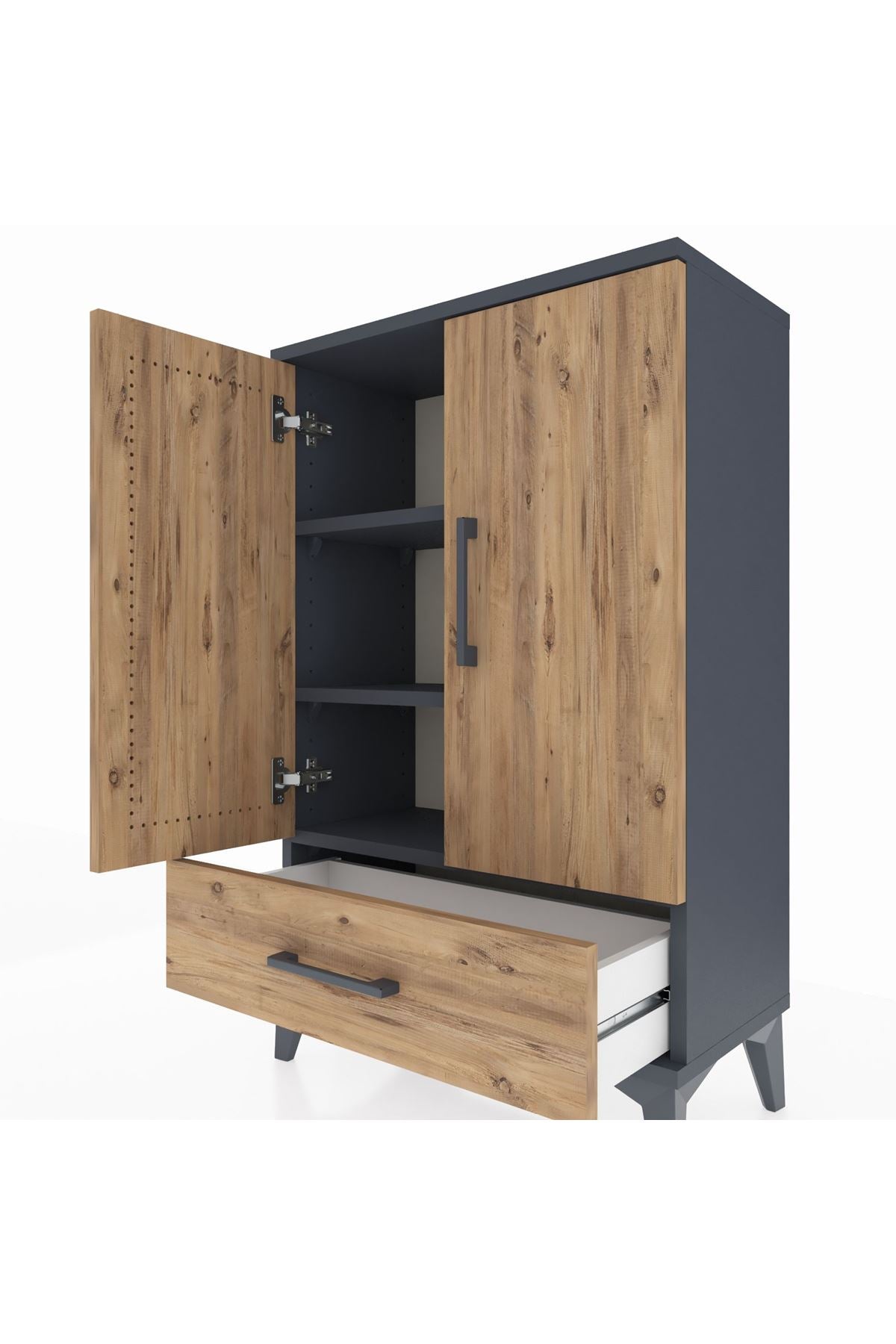 Arges Komodin 2 Raflı Tek Çekmeceli 2 Kapaklı 60x30x96 - S14M041V6A