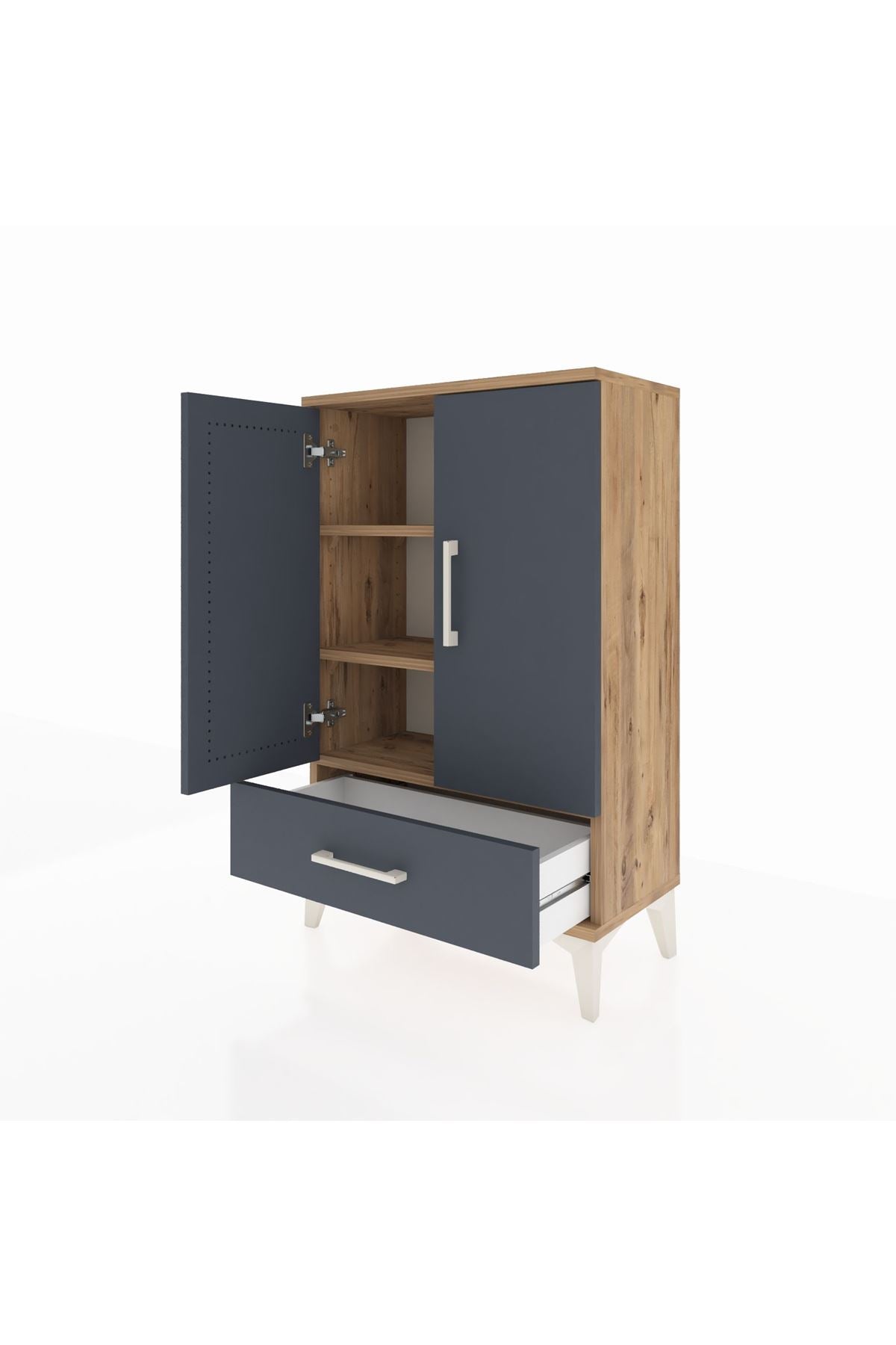 Arges Komodin 2 Raflı Tek Çekmeceli 2 Kapaklı 60x30x96 - S14M041V8A
