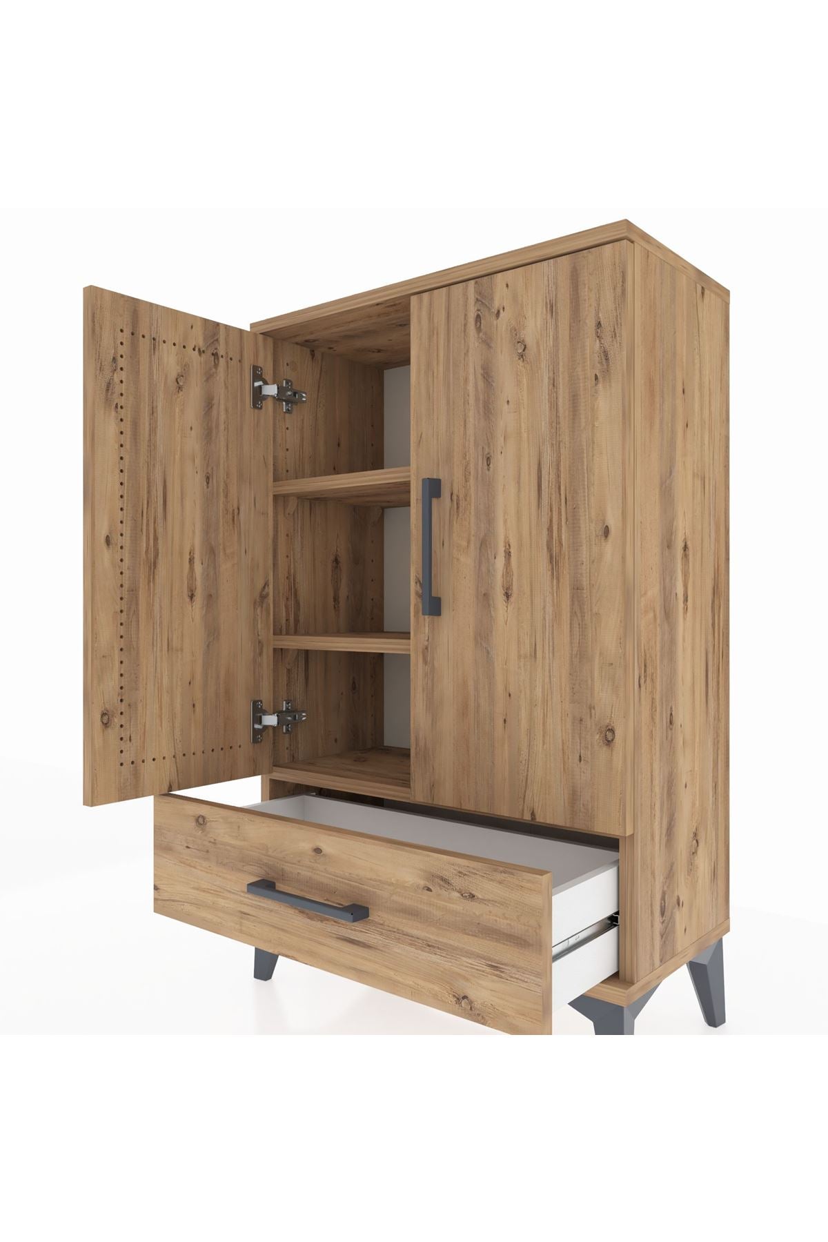 Arges Komodin 2 Raflı Tek Çekmeceli 2 Kapaklı 60x30x96 - S14M041V9A