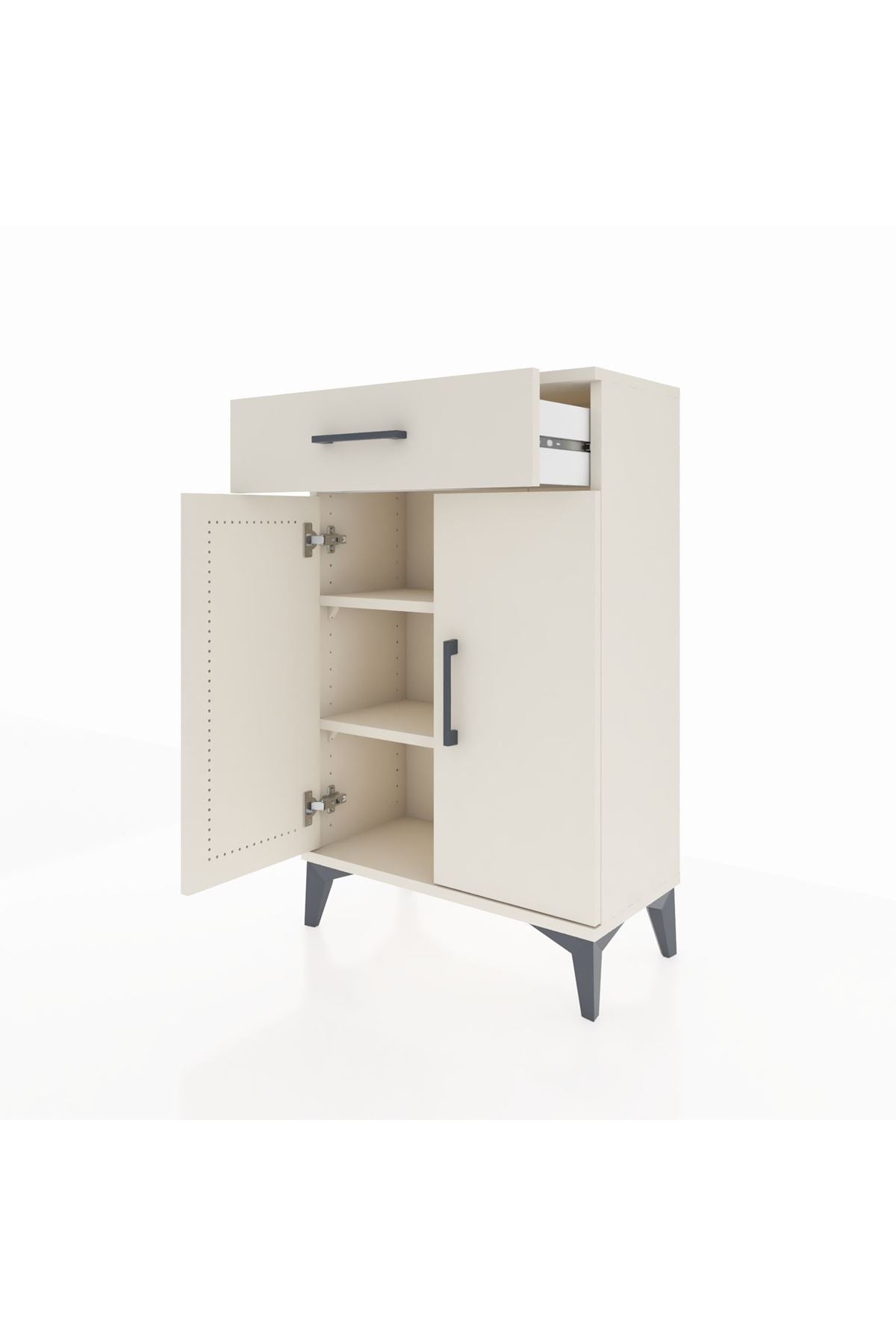 Arges Komodin 2 Raflı Tek Çekmeceli 2 Kapaklı 60x30x96 - S14M042V1A