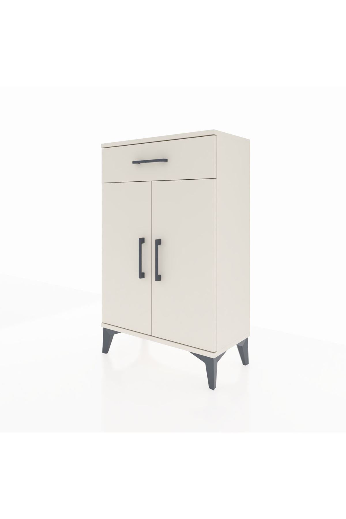 Arges Komodin 2 Raflı Tek Çekmeceli 2 Kapaklı 60x30x96 - S14M042V1A