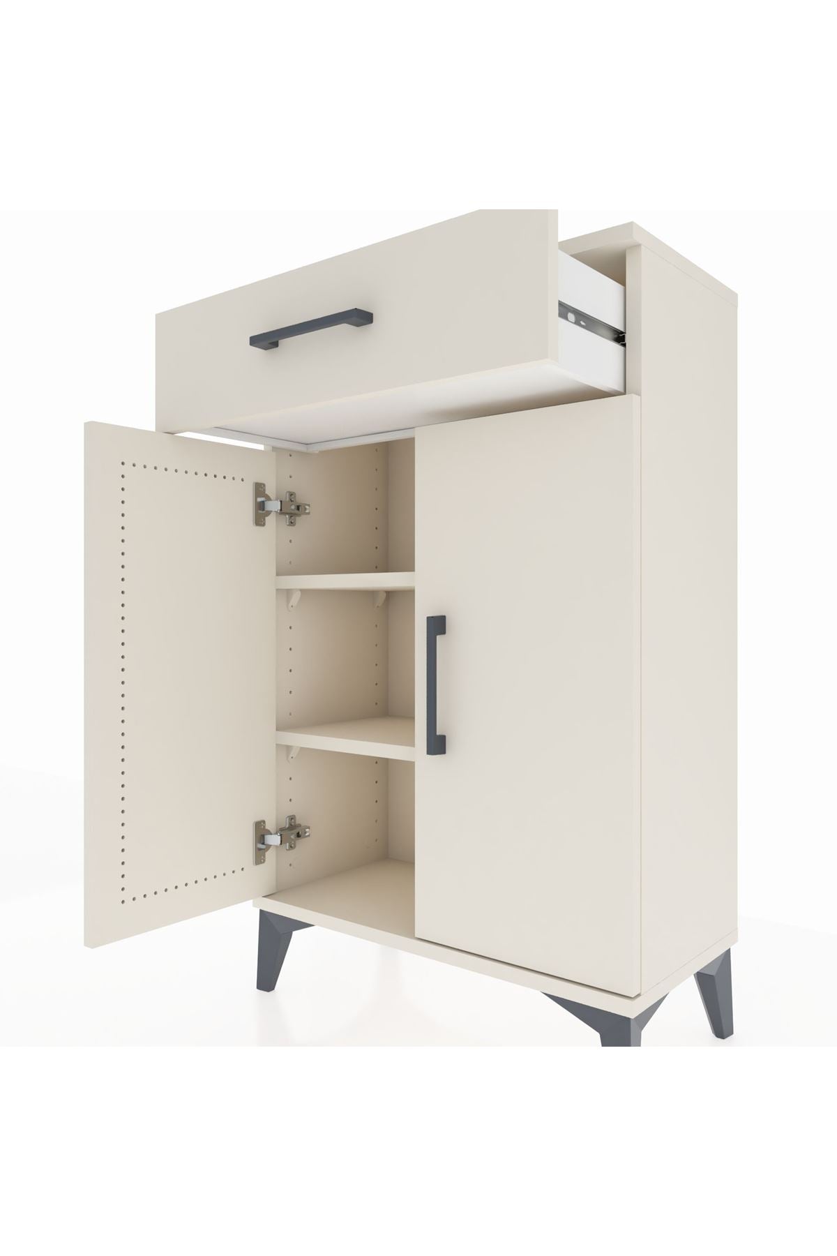 Arges Komodin 2 Raflı Tek Çekmeceli 2 Kapaklı 60x30x96 - S14M042V1A