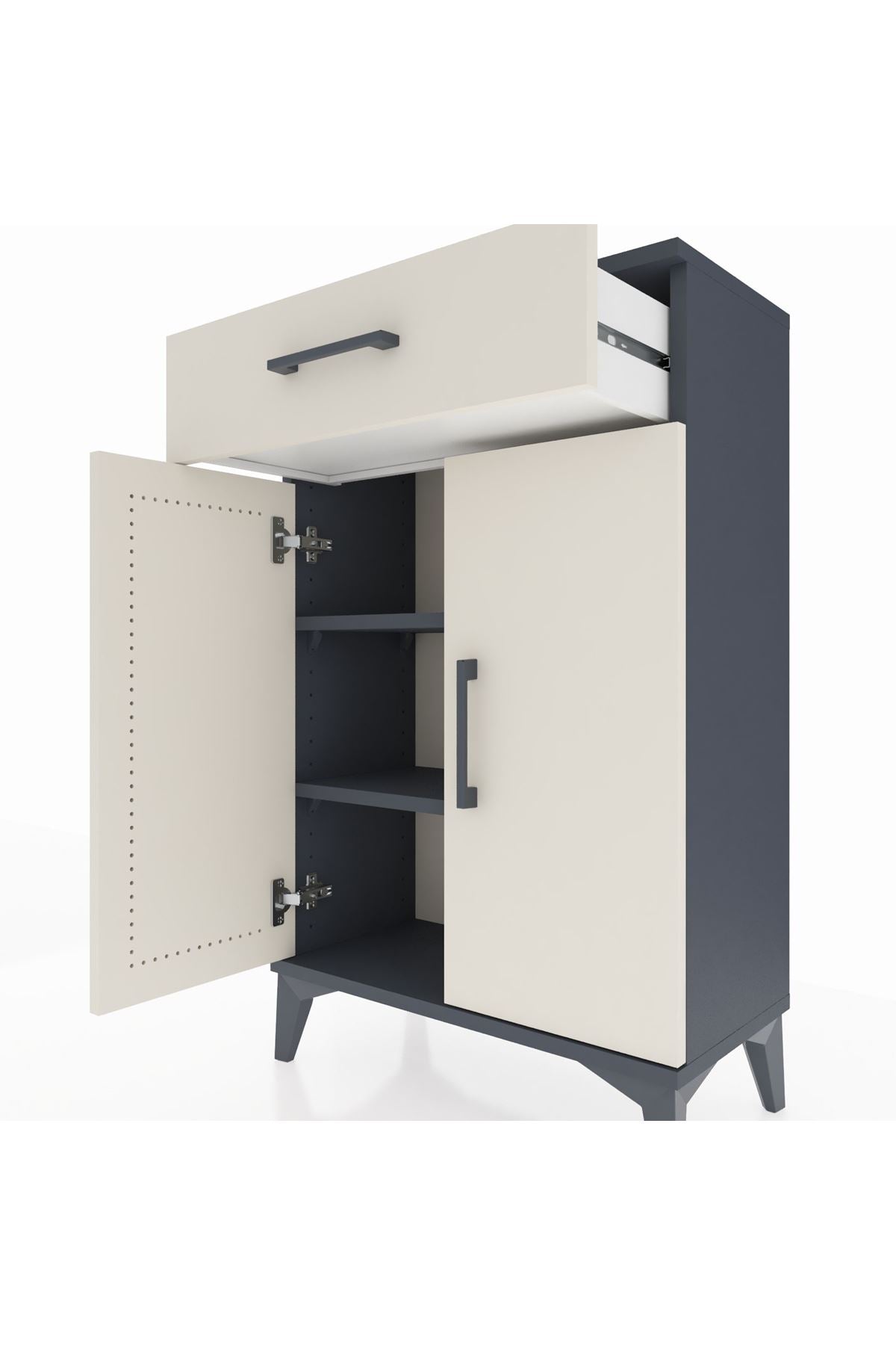 Arges Komodin 2 Raflı Tek Çekmeceli 2 Kapaklı 60x30x96 - S14M042V4A