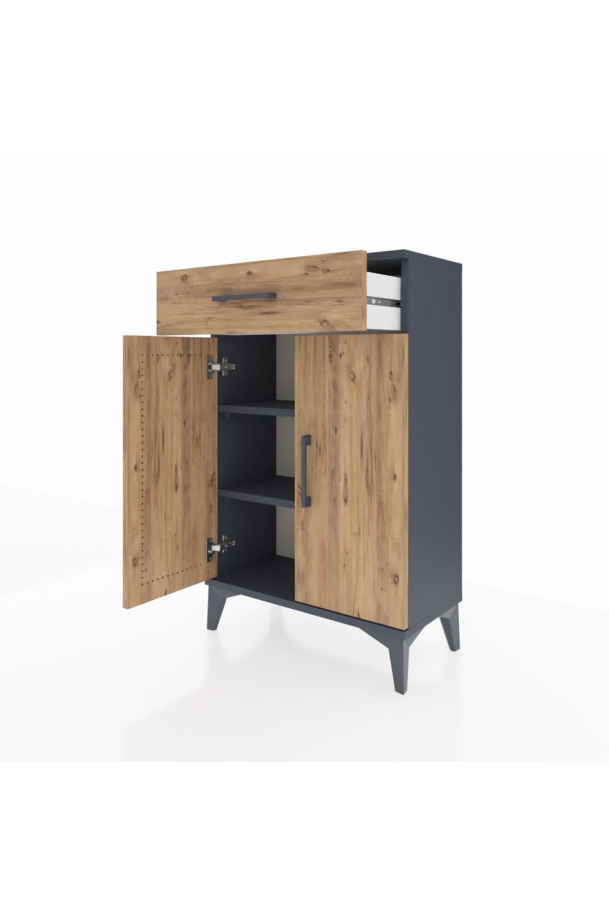 Arges Komodin 2 Raflı Tek Çekmeceli 2 Kapaklı 60x30x96 - S14M042V6A