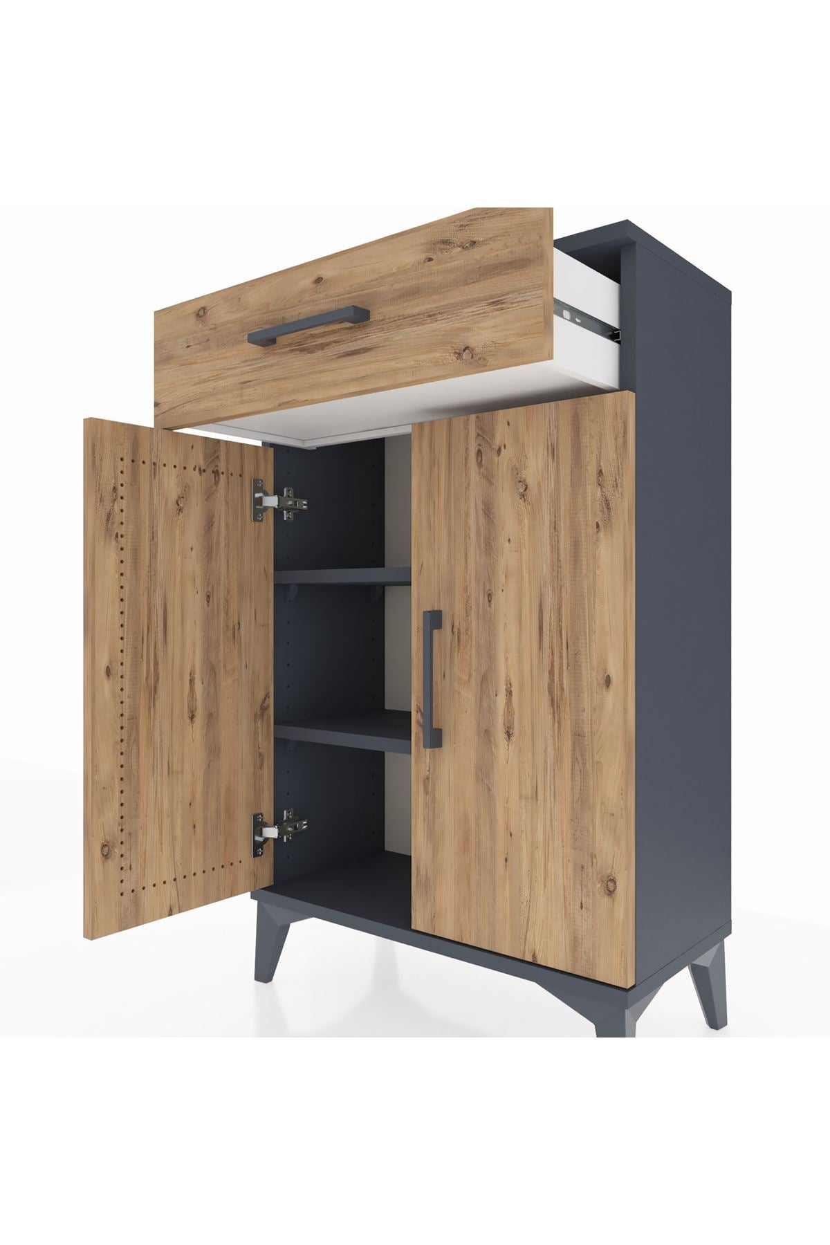 Arges Komodin 2 Raflı Tek Çekmeceli 2 Kapaklı 60x30x96 - S14M042V6A