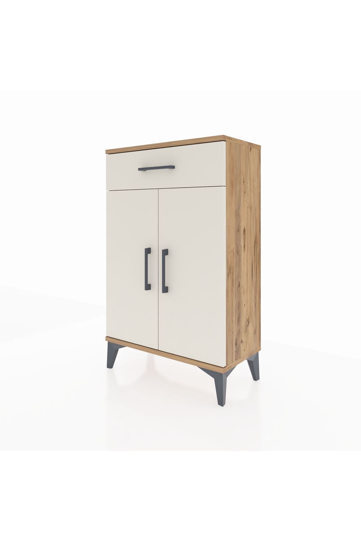 Arges Komodin 2 Raflı Tek Çekmeceli 2 Kapaklı 60x30x96 - S14M042V7A