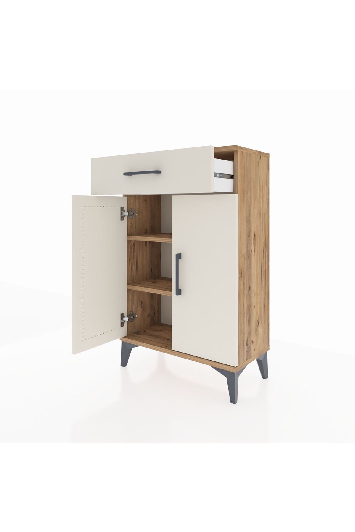 Arges Komodin 2 Raflı Tek Çekmeceli 2 Kapaklı 60x30x96 - S14M042V7A