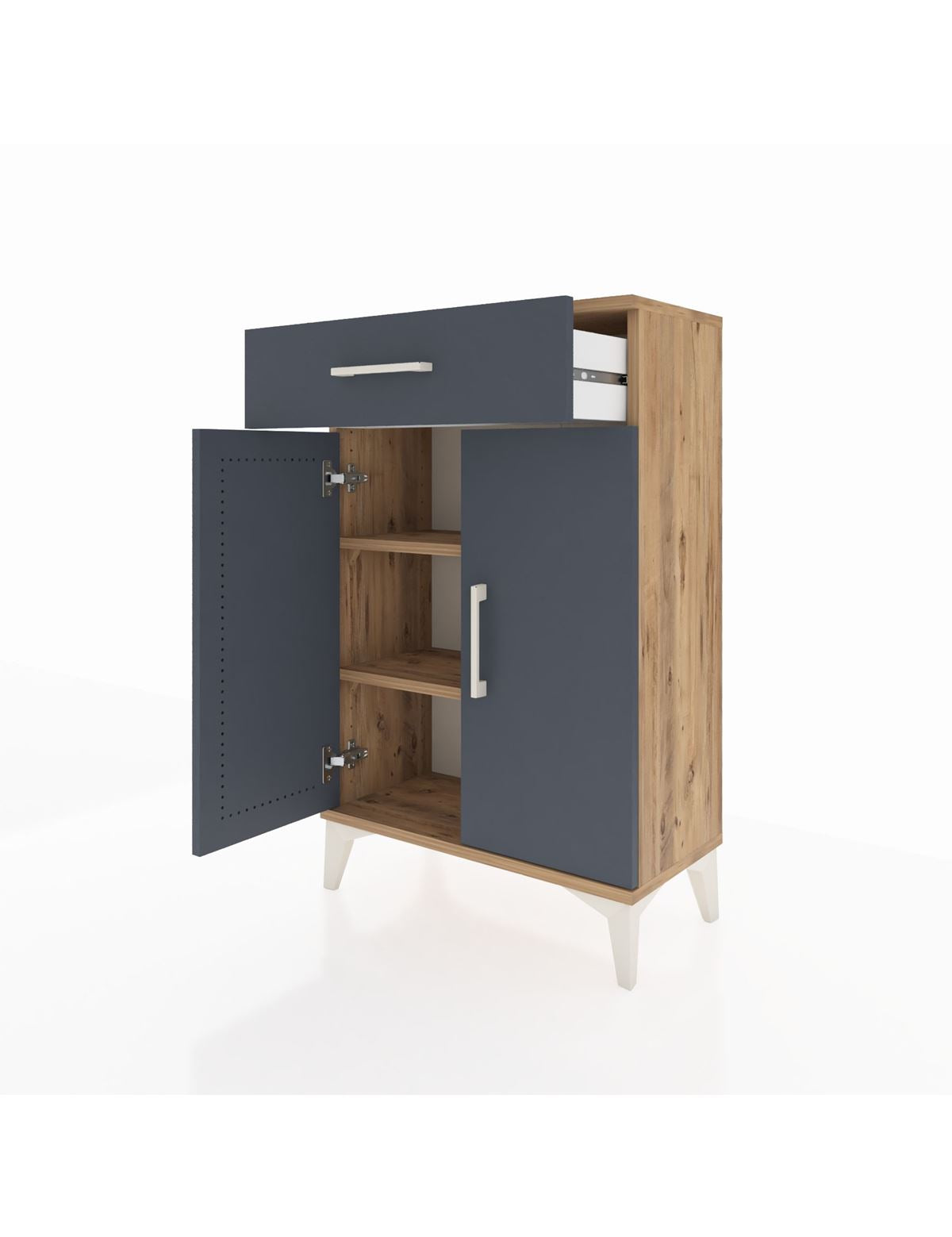 Arges Komodin 2 Raflı Tek Çekmeceli 2 Kapaklı 60x30x96 - S14M042V8A