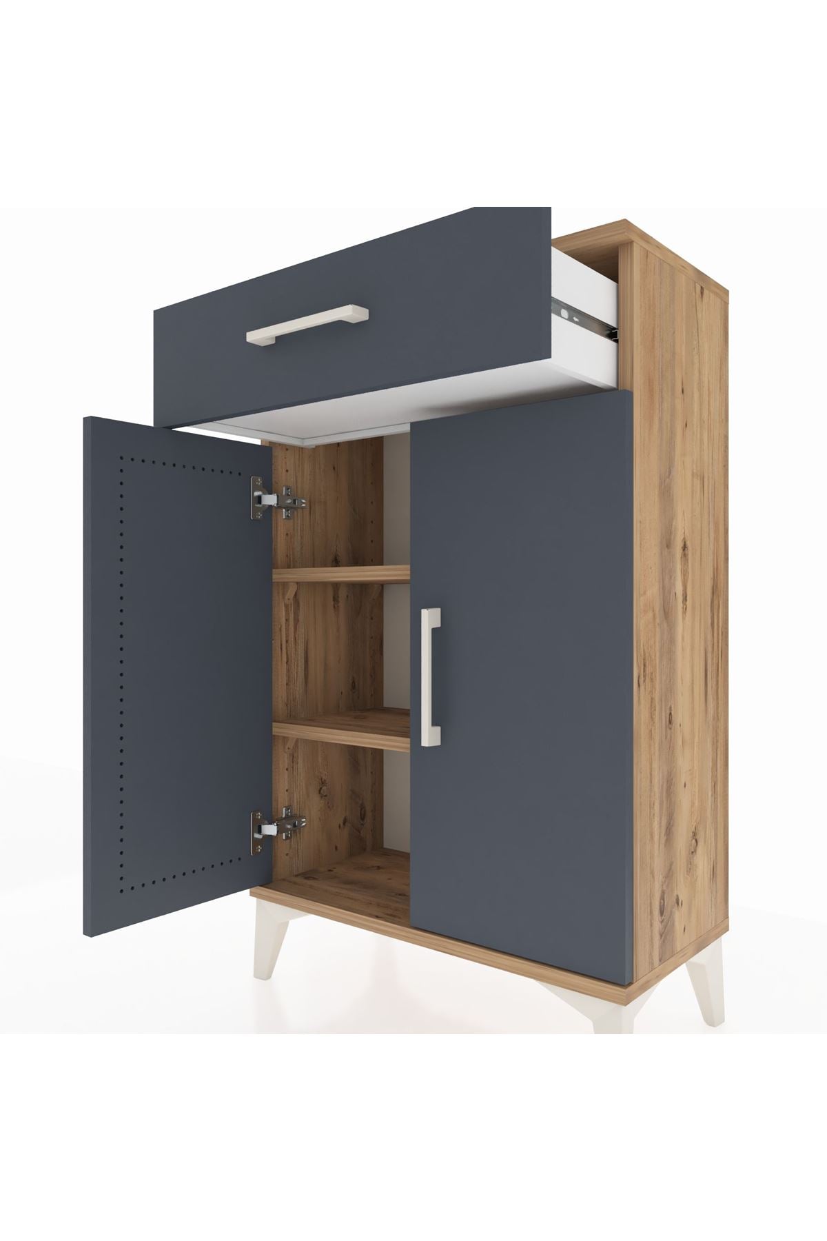 Arges Komodin 2 Raflı Tek Çekmeceli 2 Kapaklı 60x30x96 - S14M042V8A