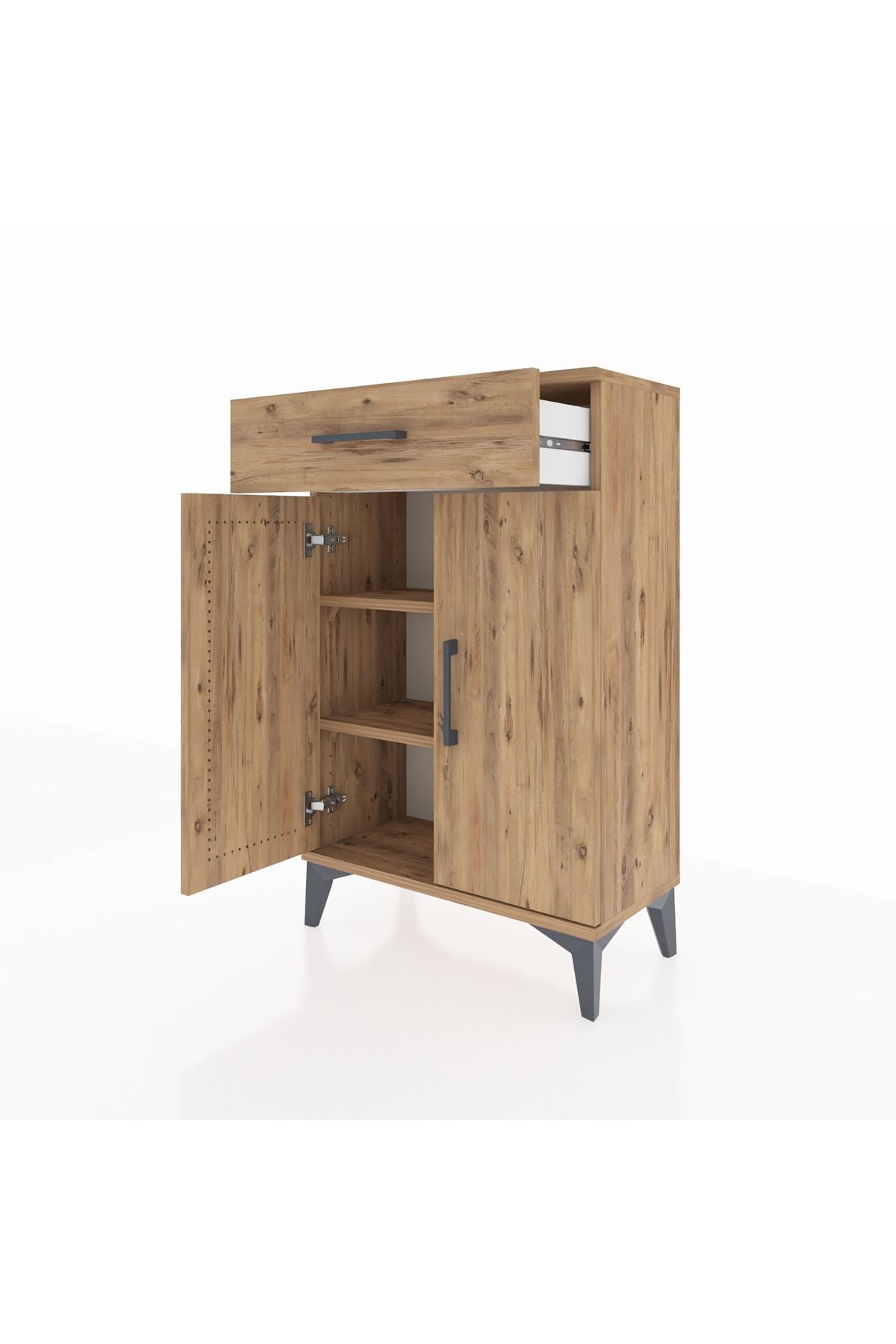 Arges Komodin 2 Raflı Tek Çekmeceli 2 Kapaklı 60x30x96 - S14M042V9A