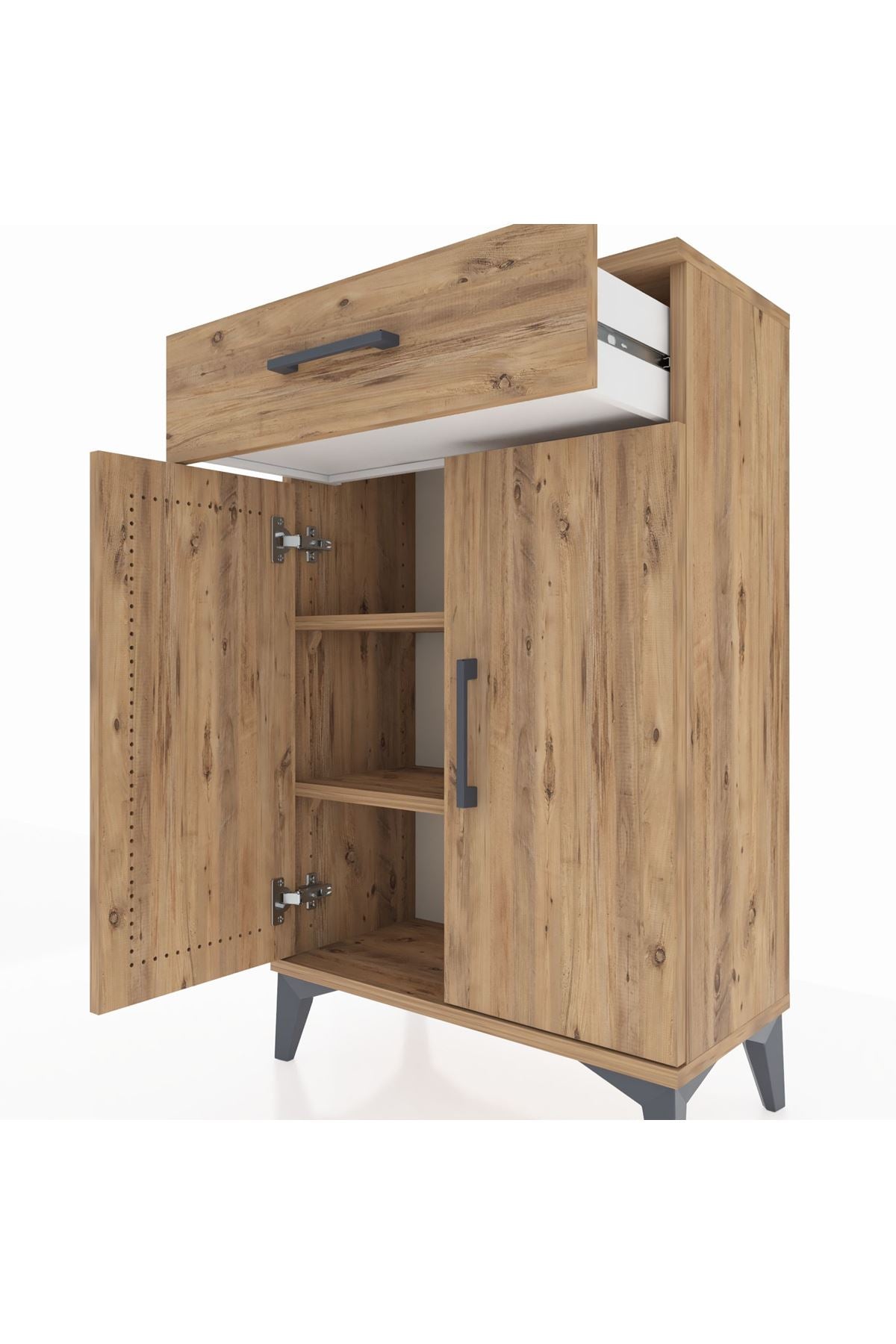 Arges Komodin 2 Raflı Tek Çekmeceli 2 Kapaklı 60x30x96 - S14M042V9A
