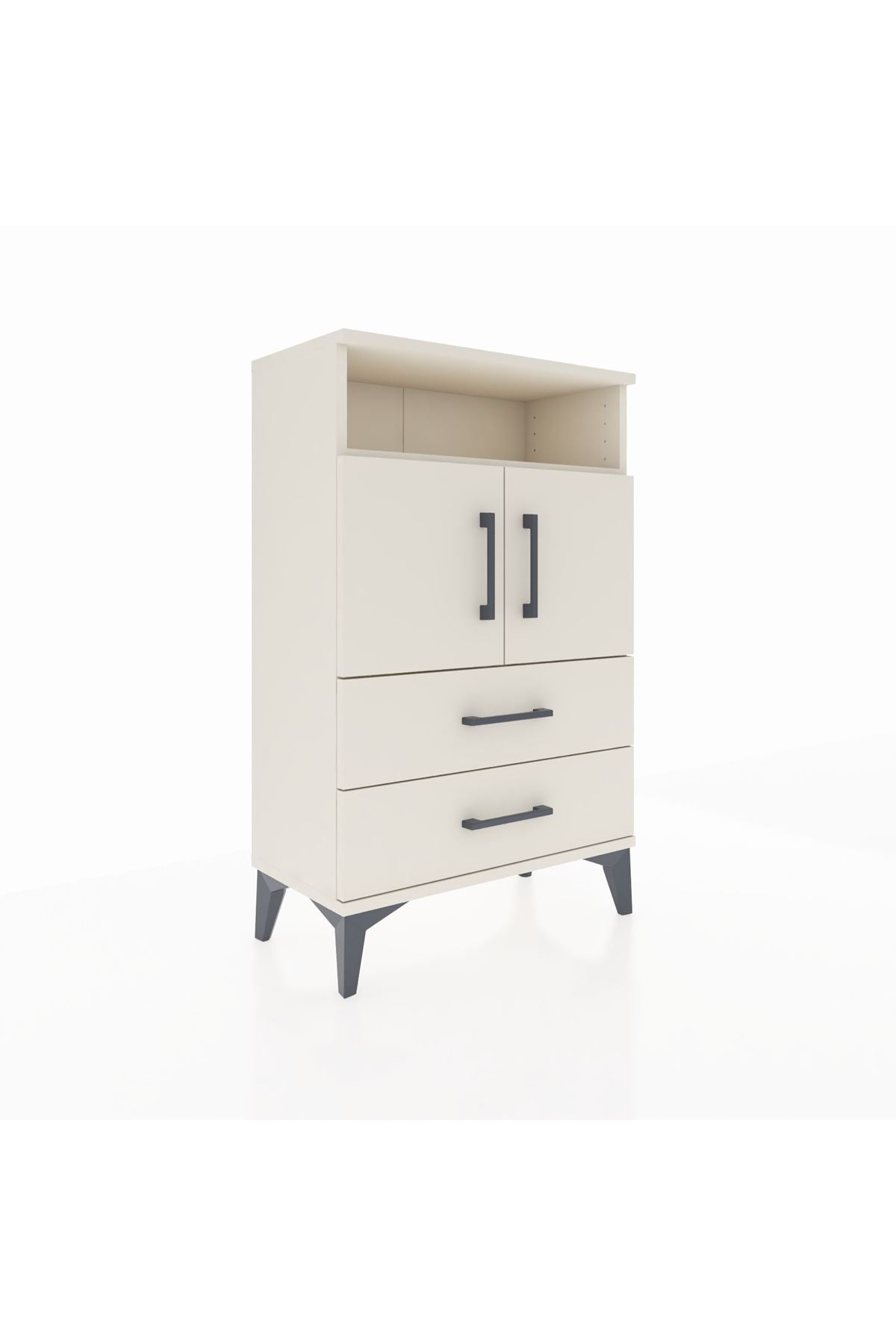 Arges Komodin 2 Raflı 2 Çekmeceli 2 Kapaklı 60x30x96 - S14M023V1A