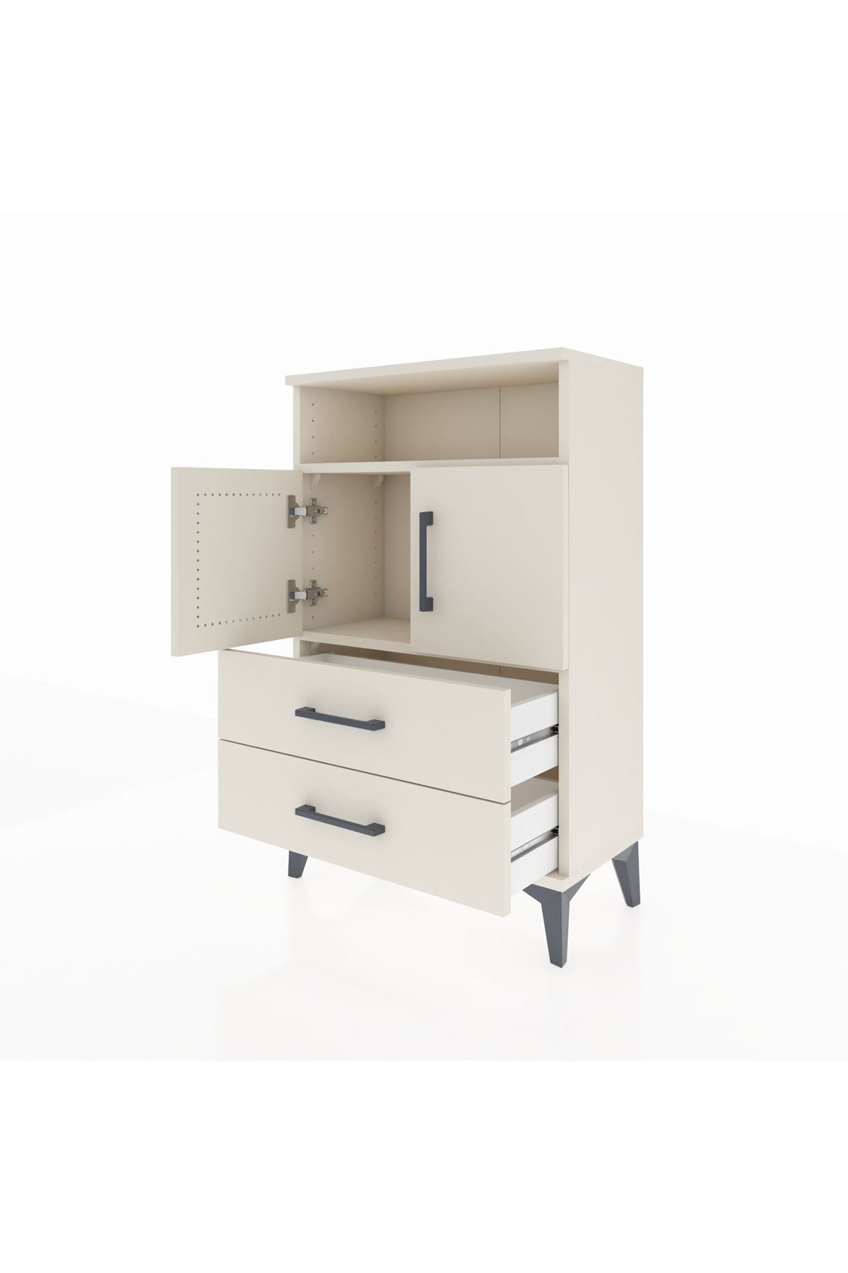 Arges Komodin 2 Raflı 2 Çekmeceli 2 Kapaklı 60x30x96 - S14M023V1A