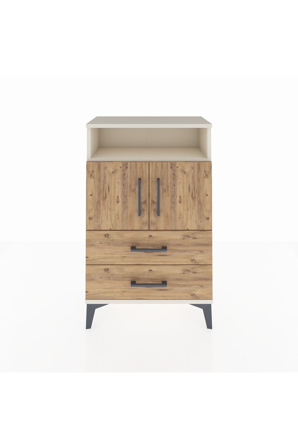 Arges Komodin 2 Raflı 2 Çekmeceli 2 Kapaklı 60x30x96 - S14M023V3A