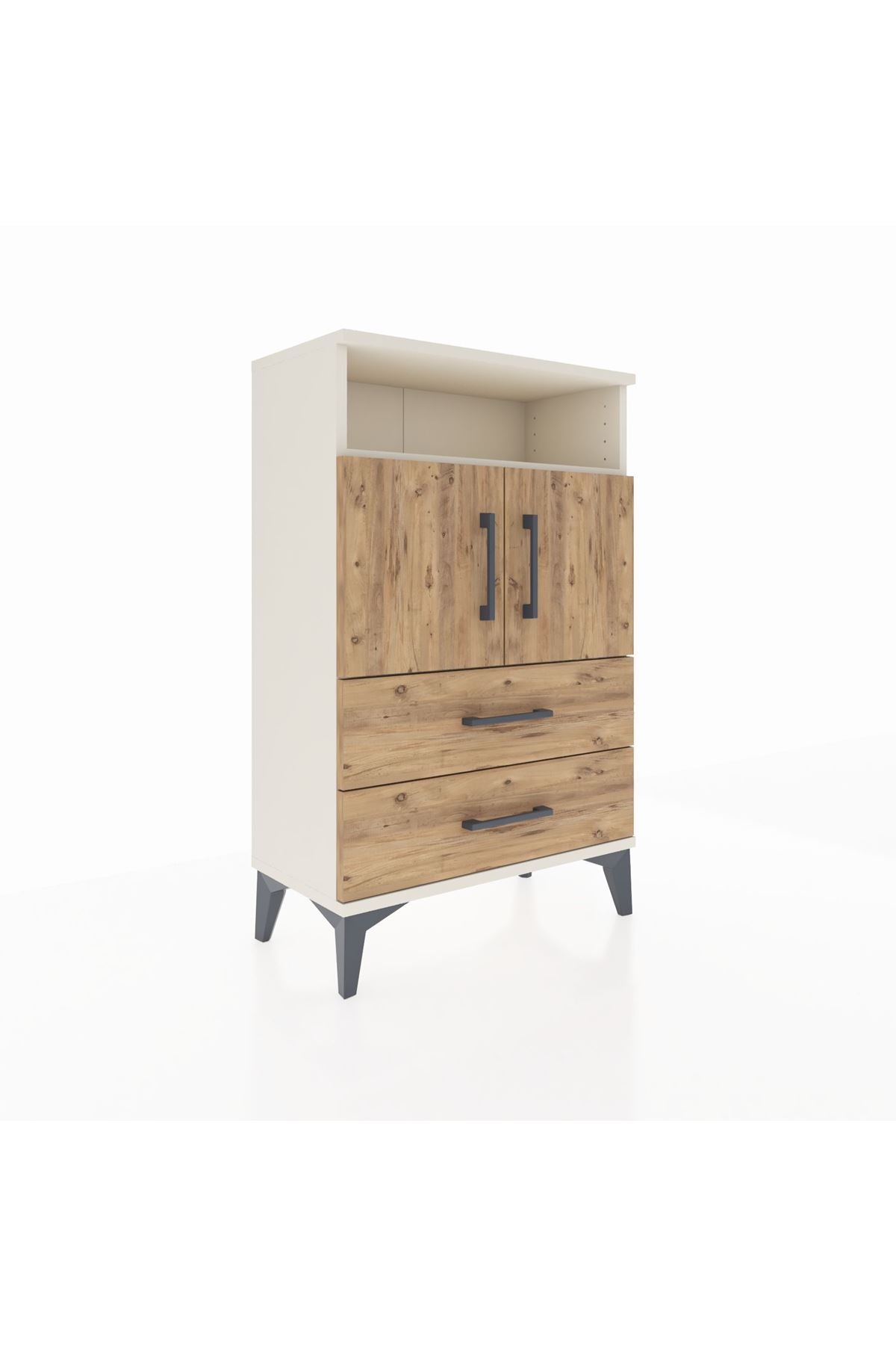 Arges Komodin 2 Raflı 2 Çekmeceli 2 Kapaklı 60x30x96 - S14M023V3A