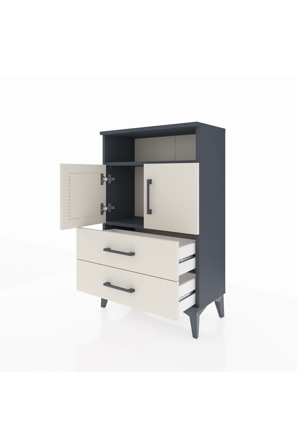 Arges Komodin 2 Raflı 2 Çekmeceli 2 Kapaklı 60x30x96 - S14M023V4A