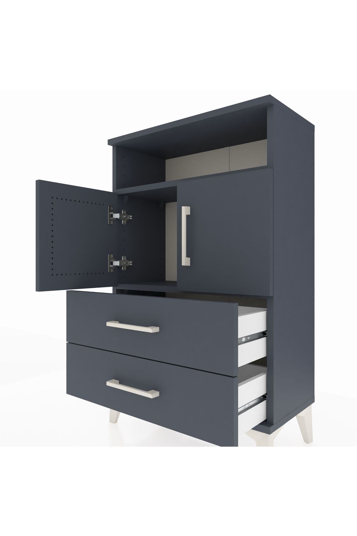 Arges Komodin 2 Raflı 2 Çekmeceli 2 Kapaklı 60x30x96 - S14M023V5A