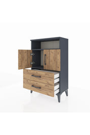 Arges Komodin 2 Raflı 2 Çekmeceli 2 Kapaklı 60x30x96 - S14M023V6A